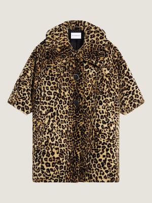Manteau long en fausse fourrure léopard