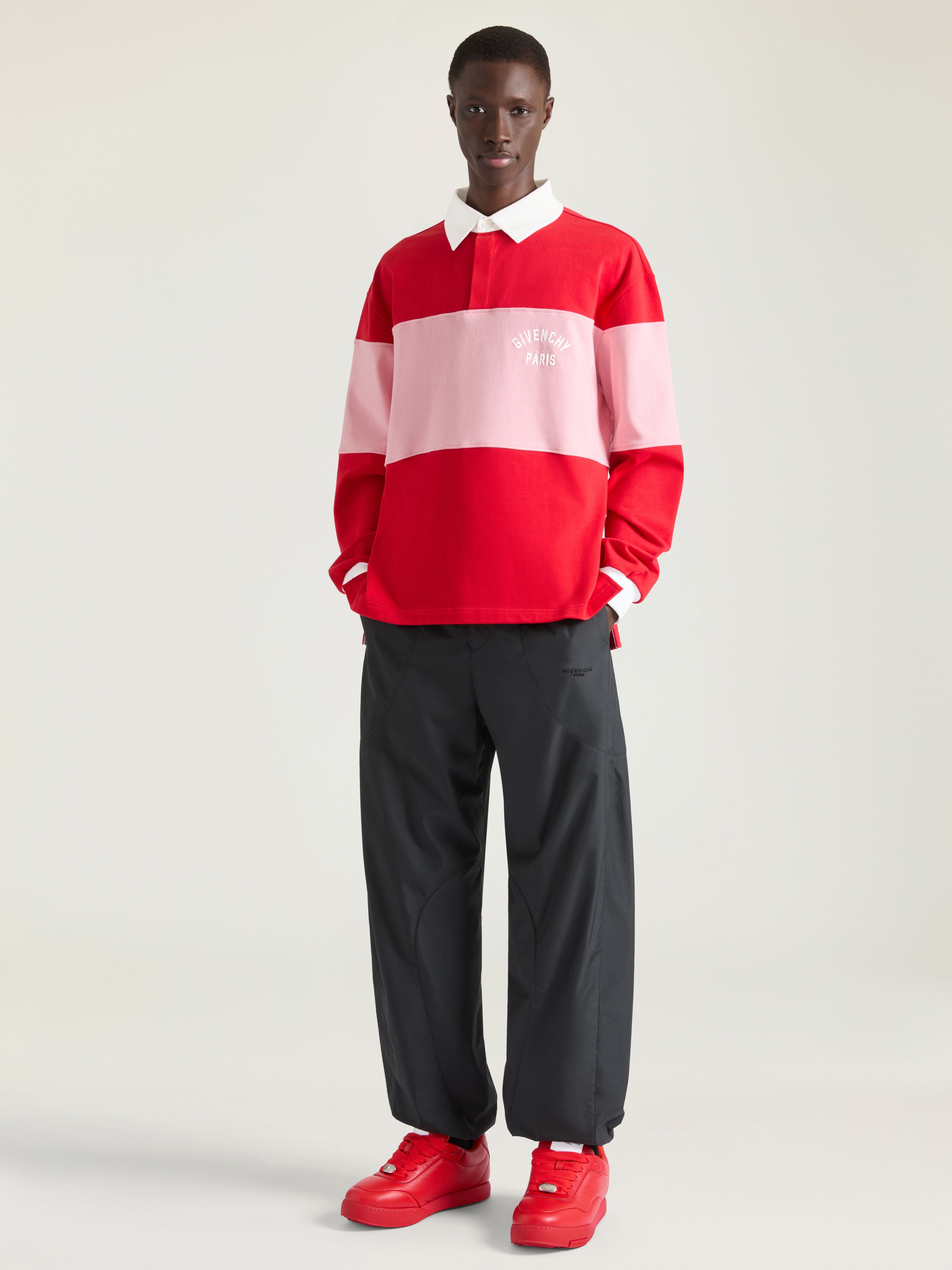 Bicolor polo in cotton with Givenchy Paris embroidery in - red