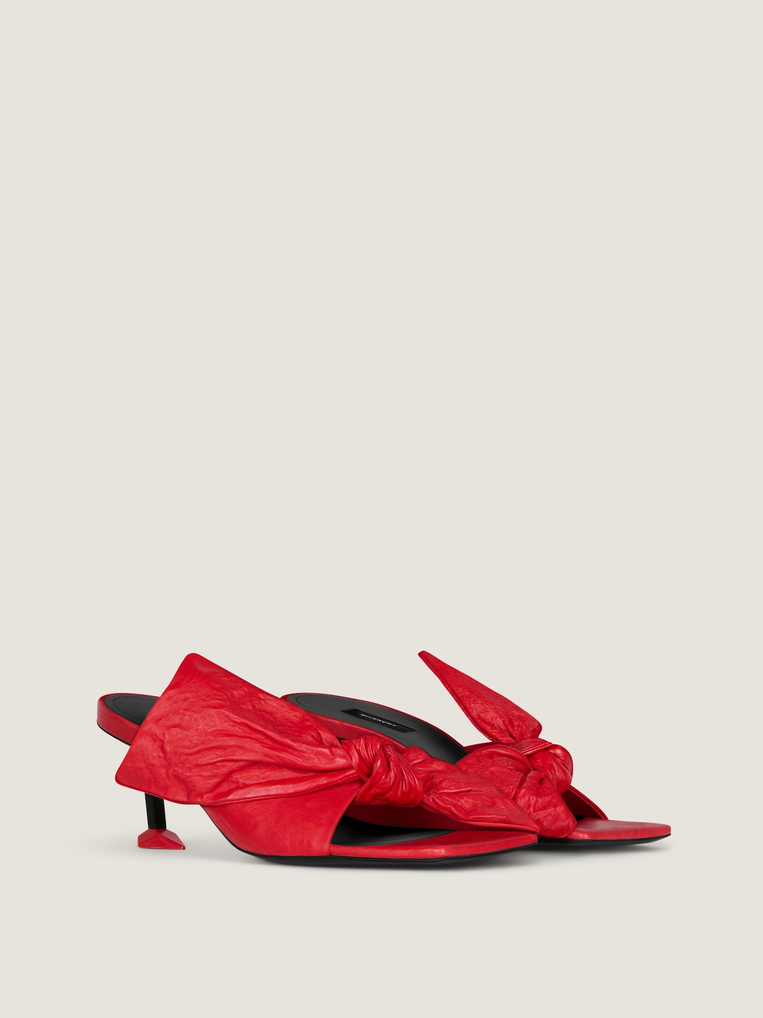 Boudoir heeled mules in nappa leather with bow