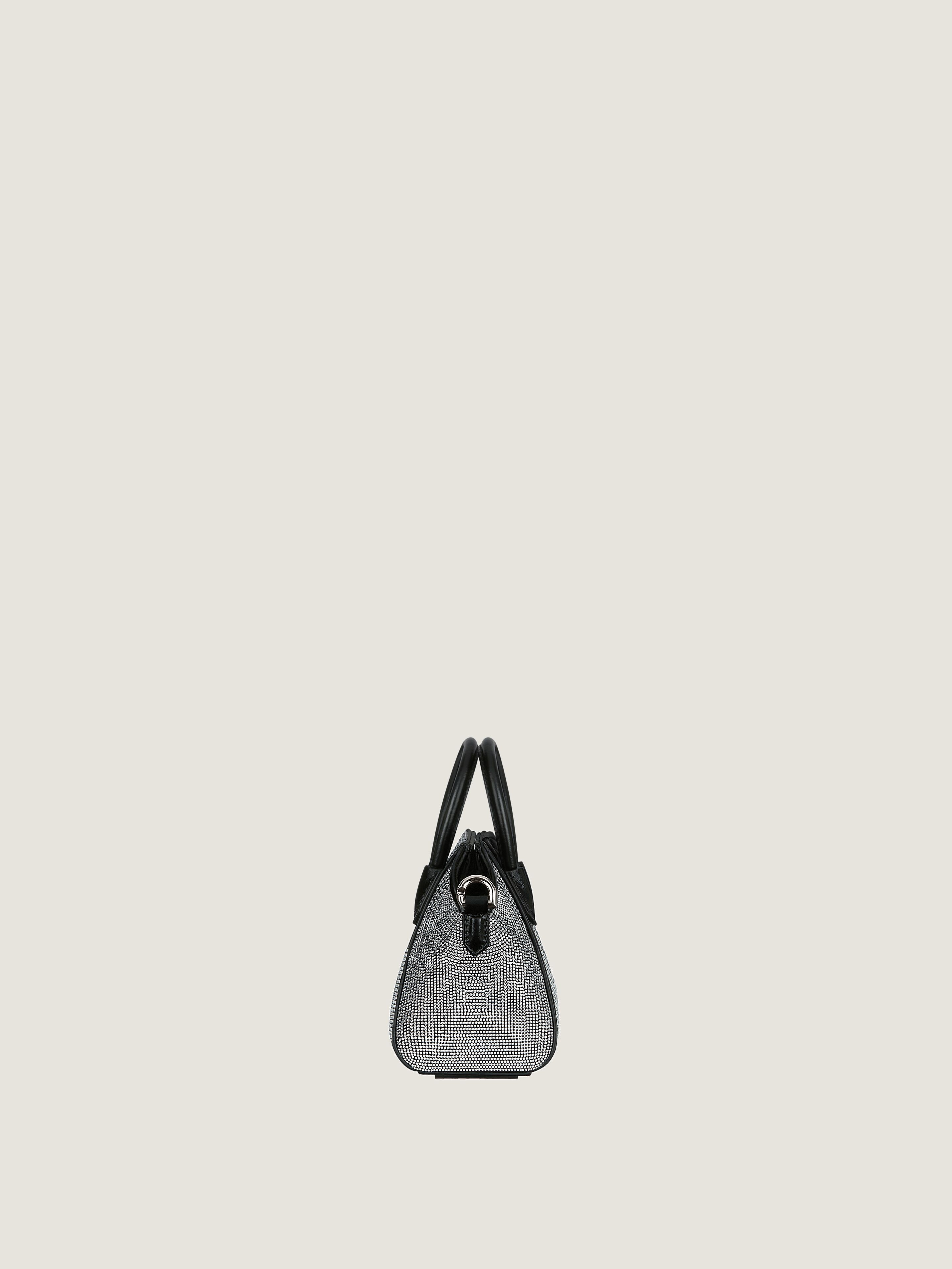 Micro Antigona bag in satin with strass in - black | Givenchy US