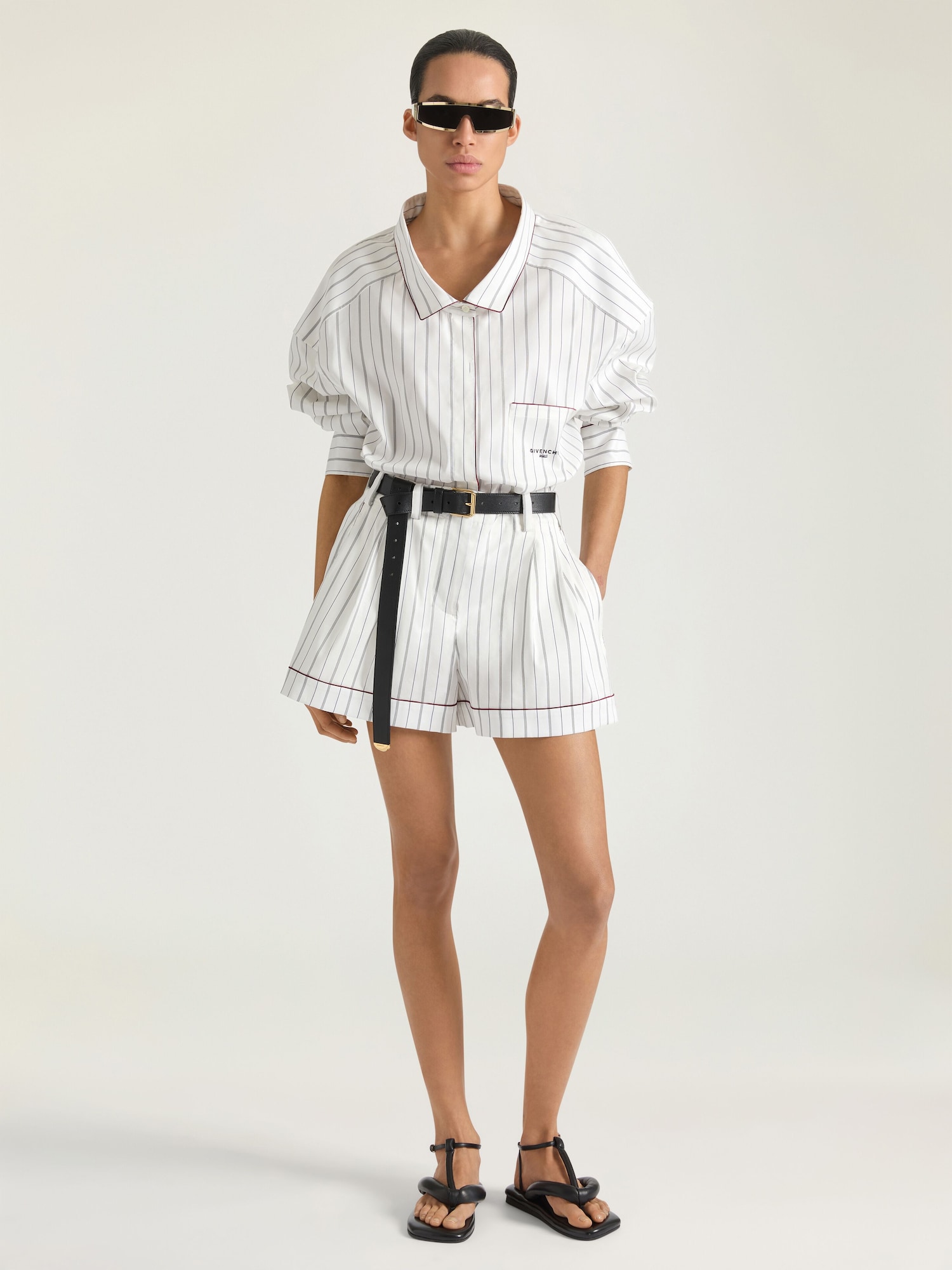 Striped shorts in cotton and silk