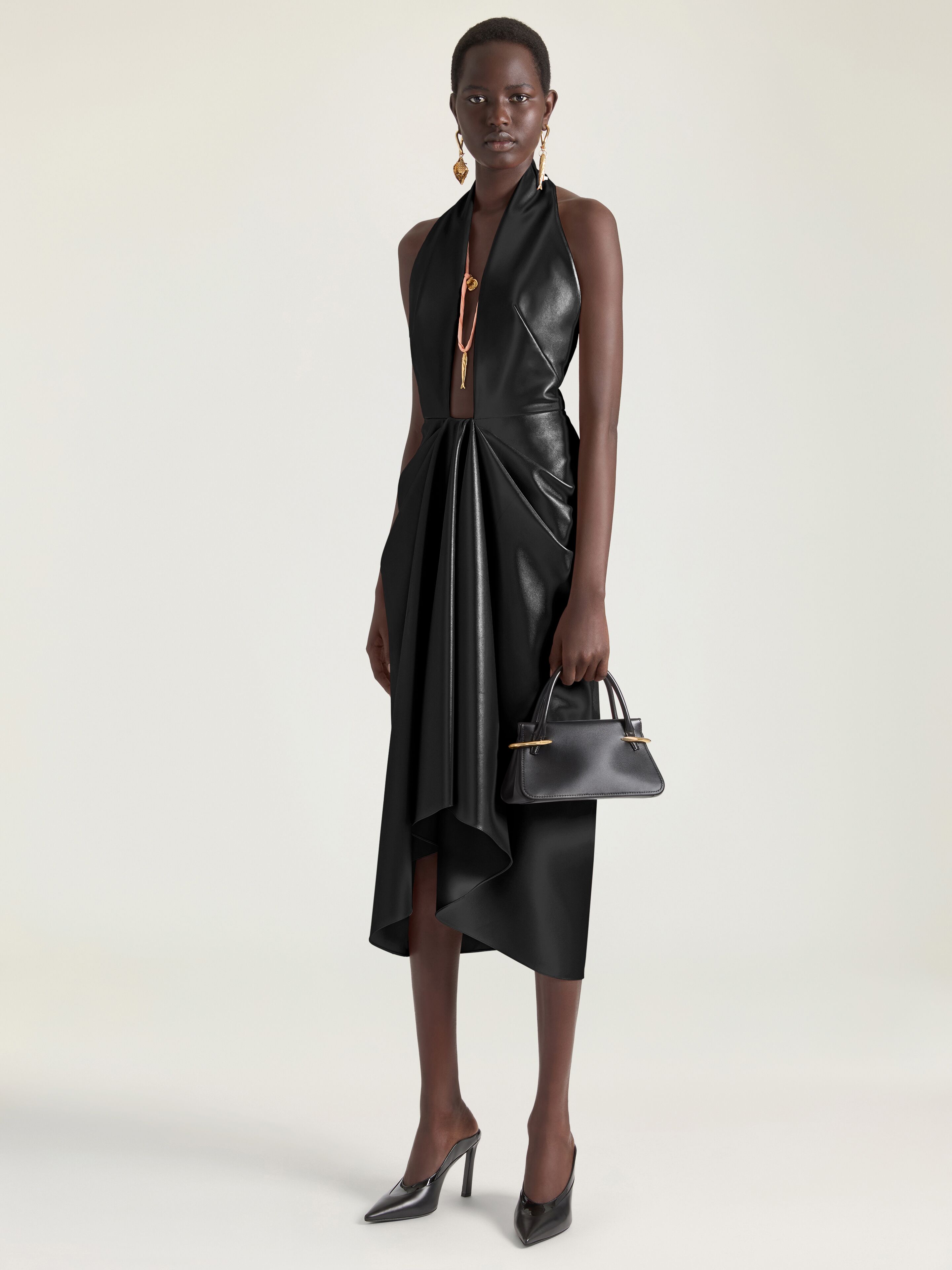 Draped dress in nappa leather in - black - BW22NU61UJ-001 | Givenchy