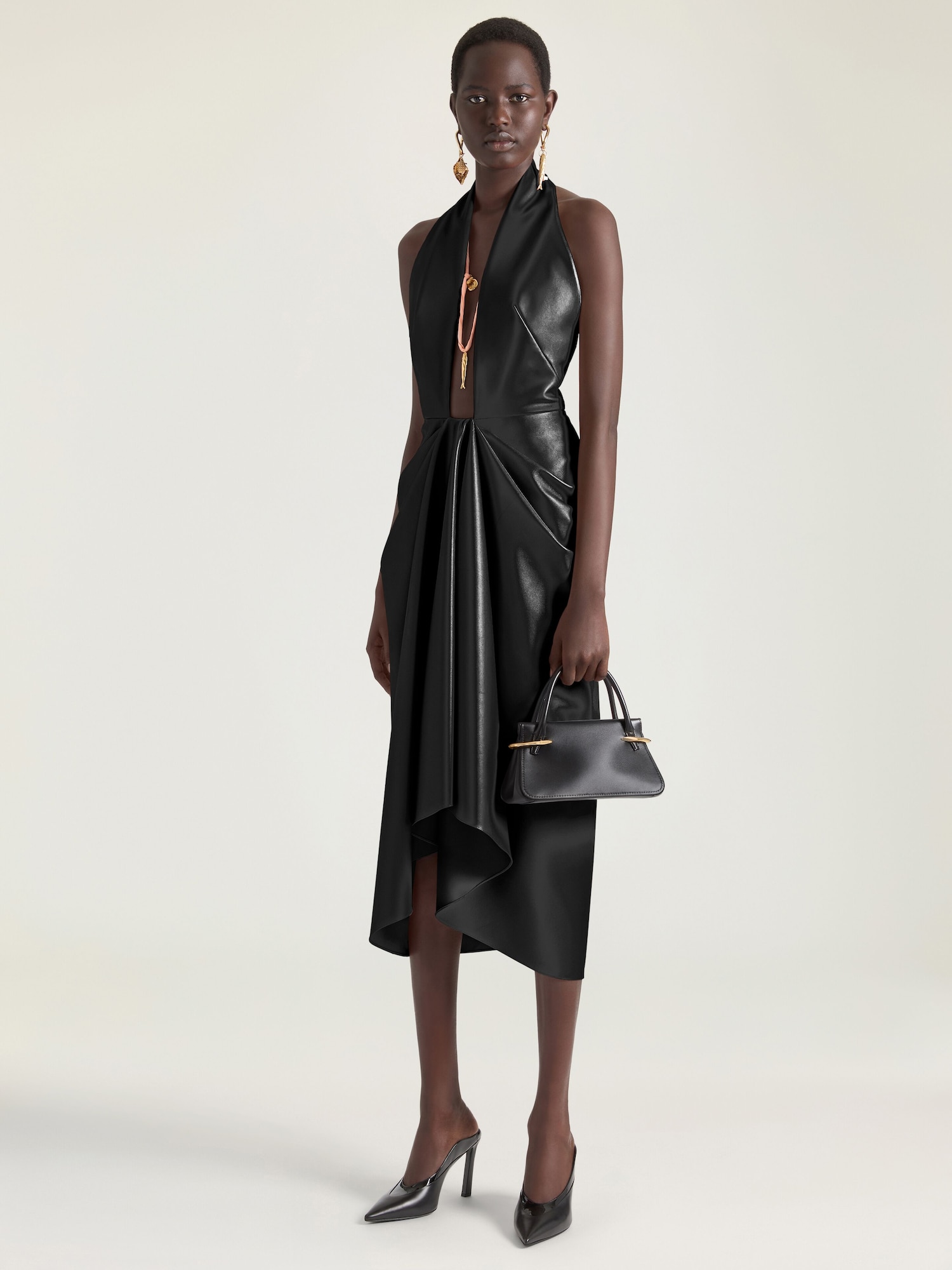 Draped dress in nappa leather Draped dress in nappa leather