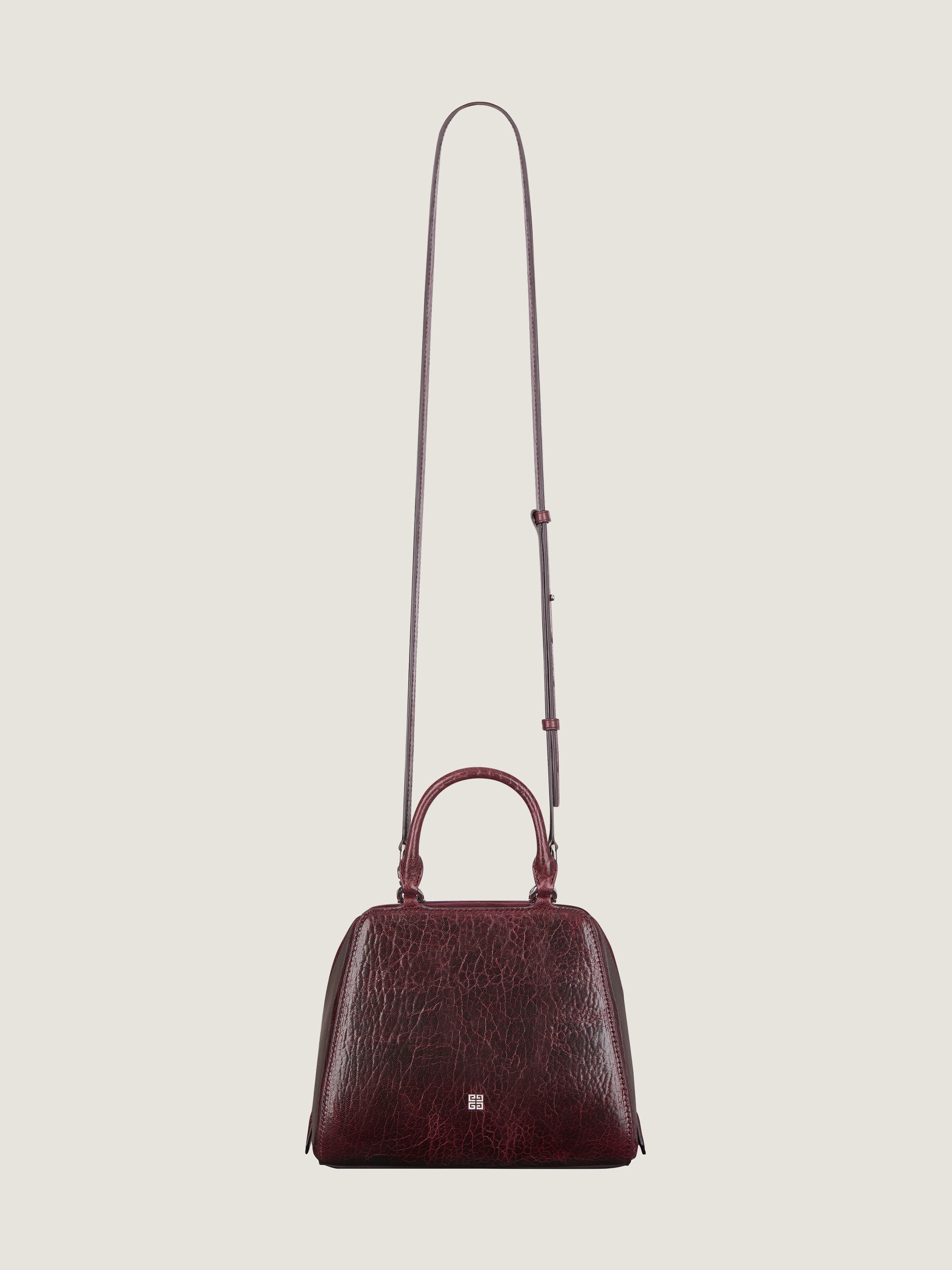 Mini Antigona Cube bag in patent crackled leather in