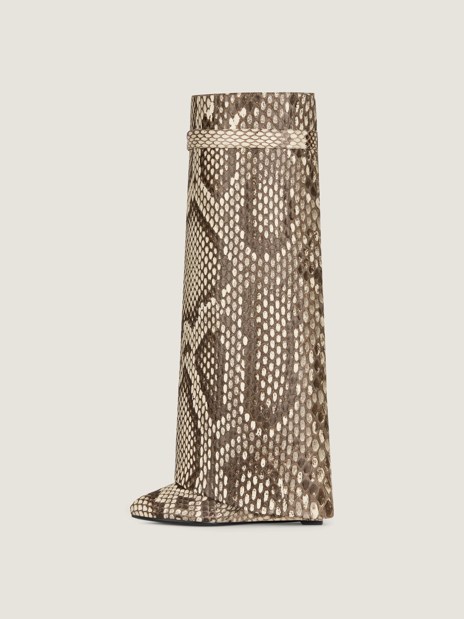 Wide fit Shark Lock boots in python in grey/natural grey/natural