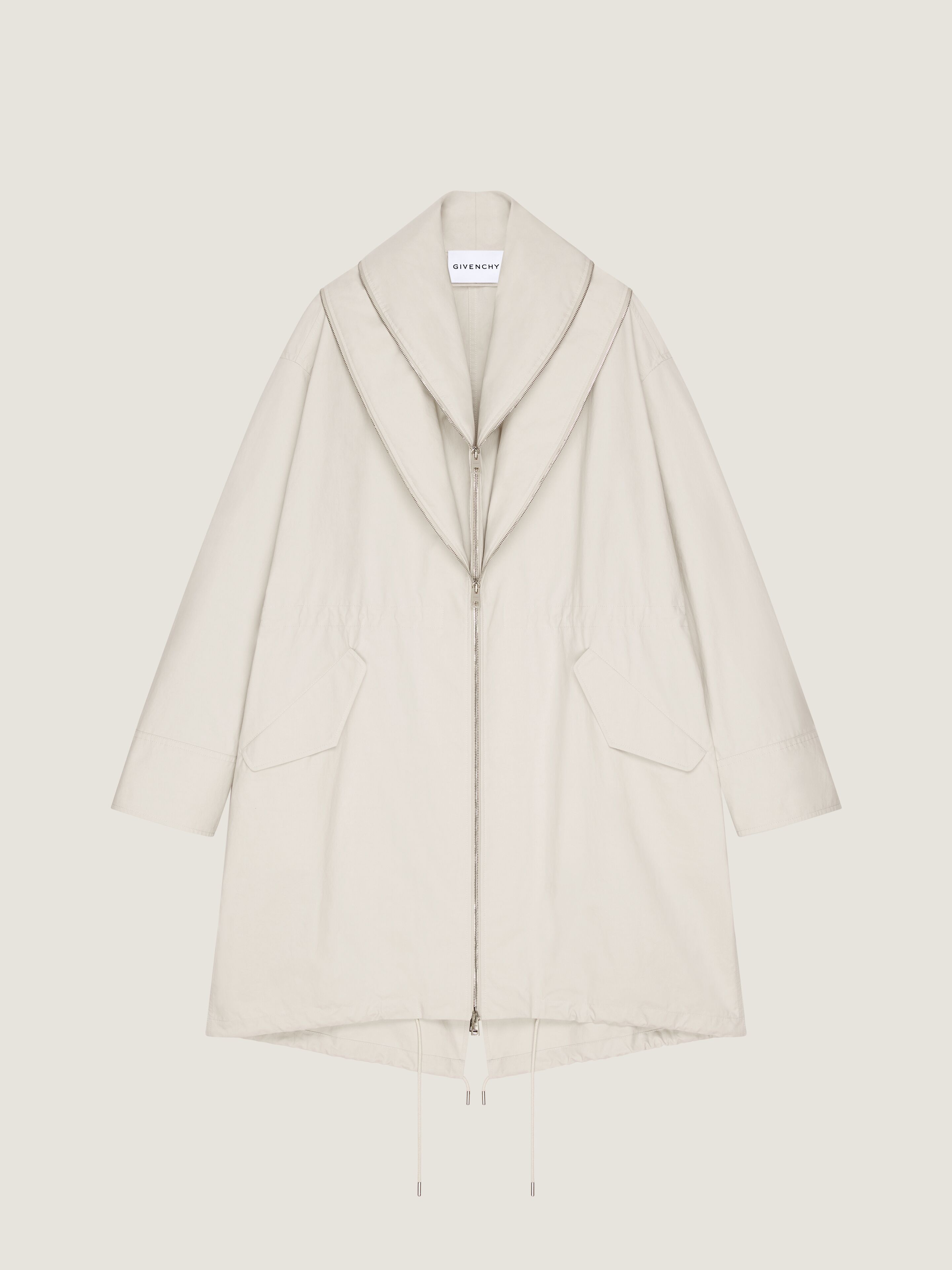 Givenchy Parka À Col Châle Zippé En Coton In Neutral
