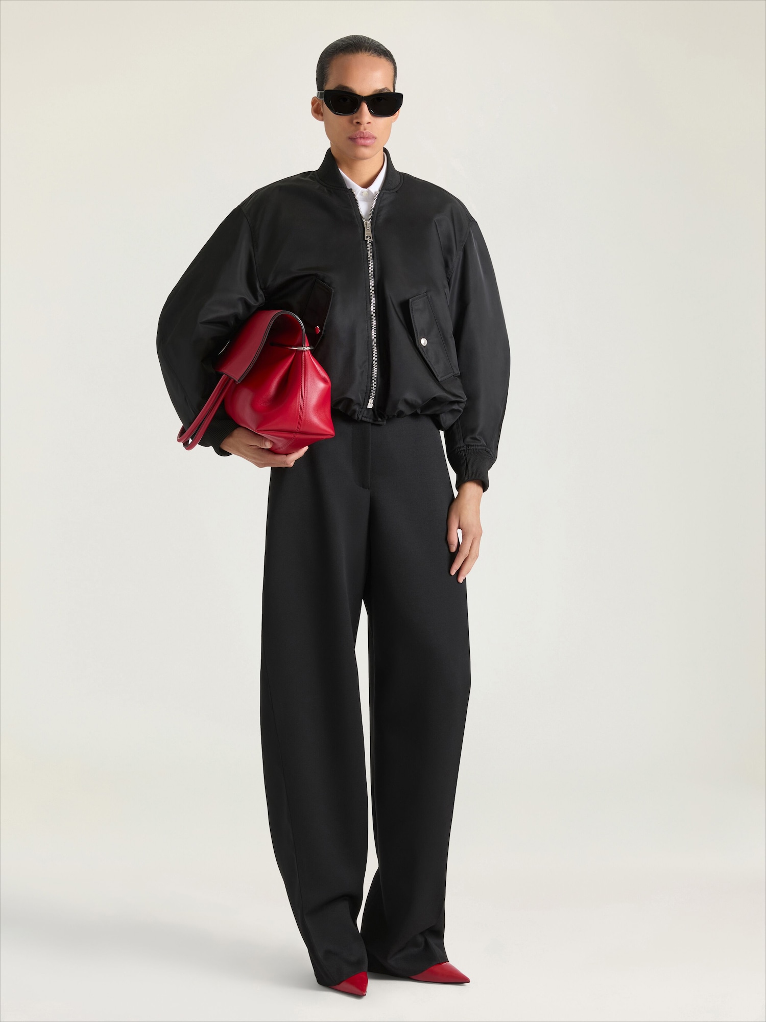 Cropped Cocoon bomber in nylon