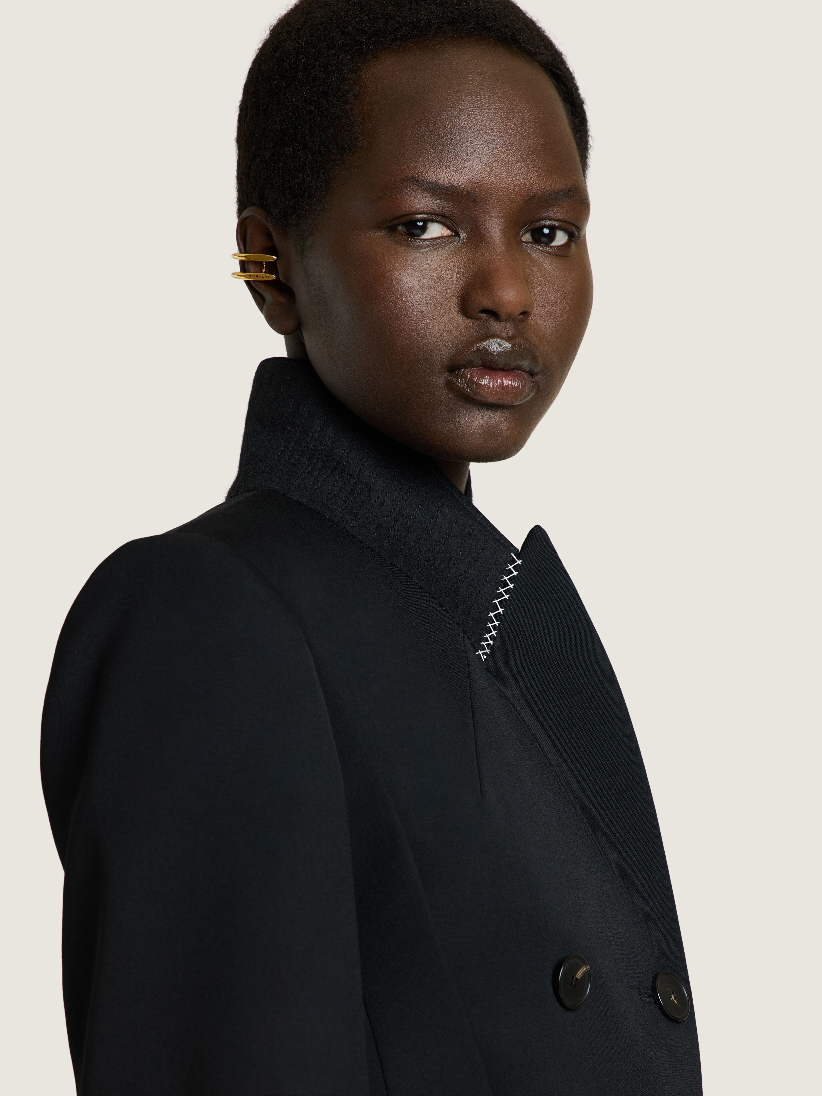 Pinch double-breasted jacket in wool in - black - BW30RC167D-001