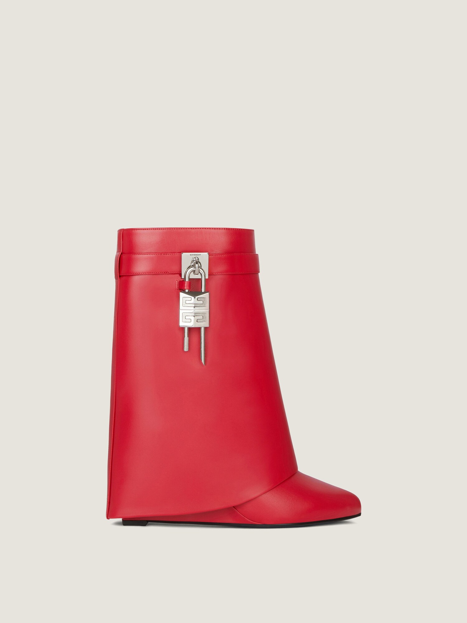 Shark Lock ankle boots in leather in red Givenchy US