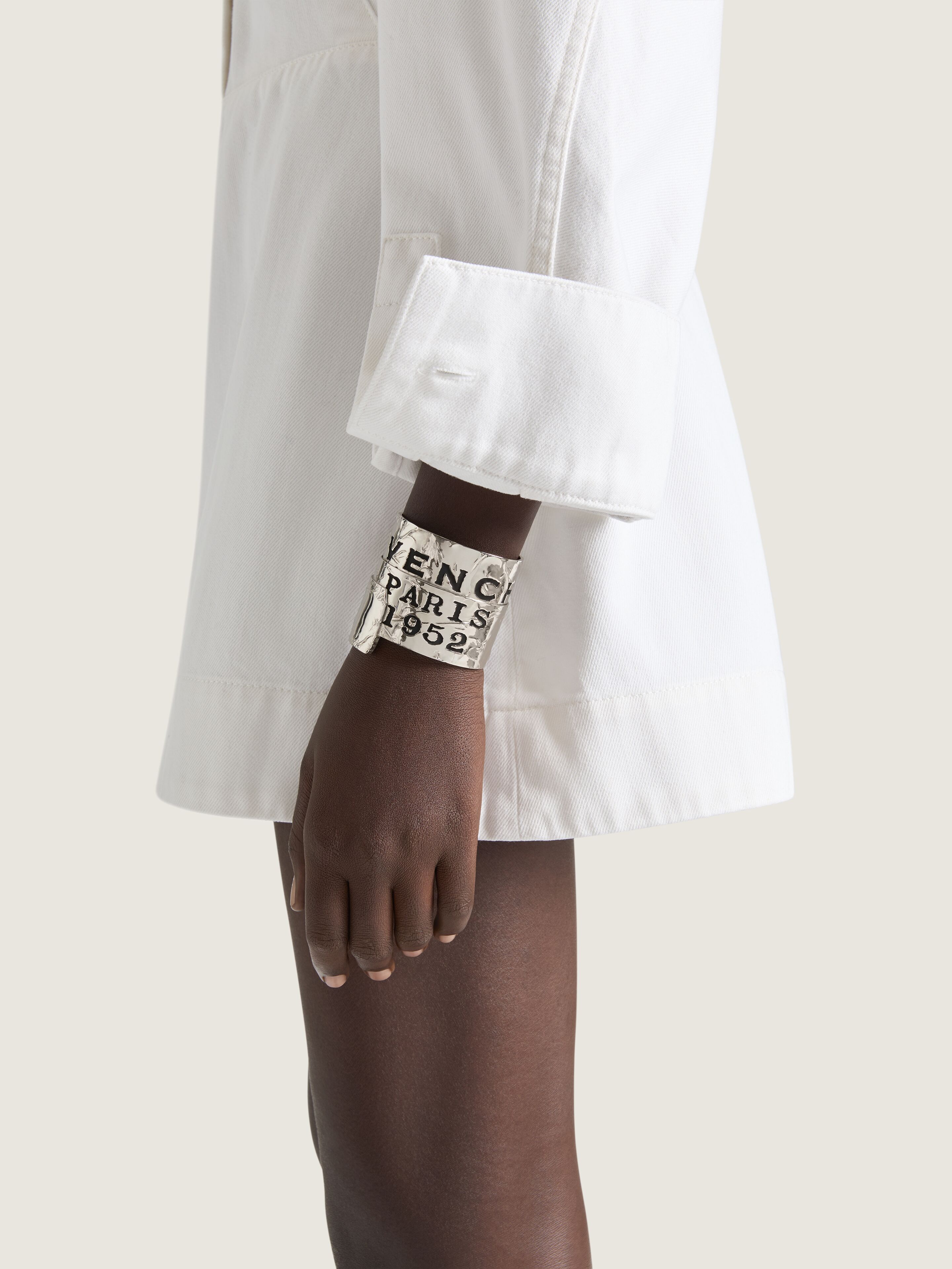 Givenchy Tape cuff in metal and enamel in - antic silvery