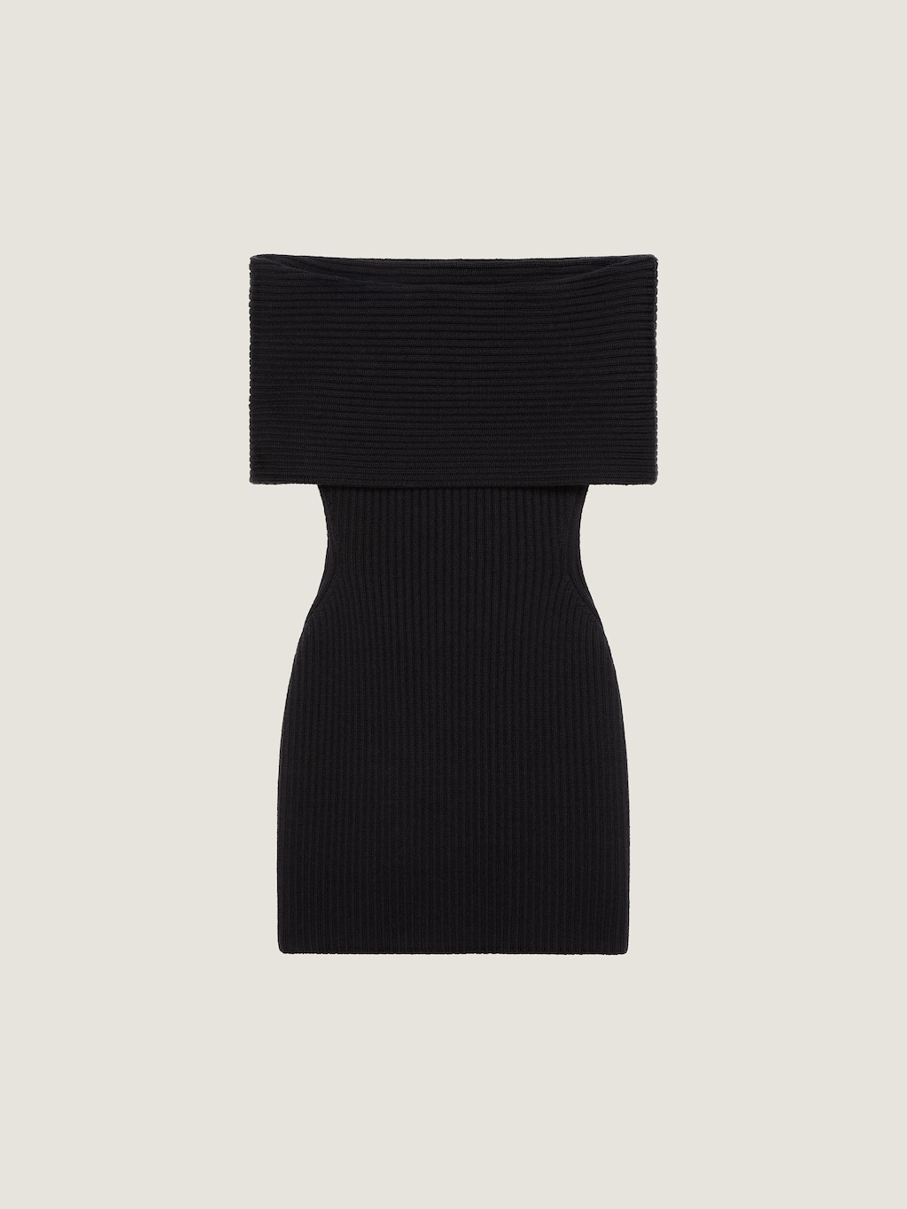 Off-the-shoulder mini dress in wool