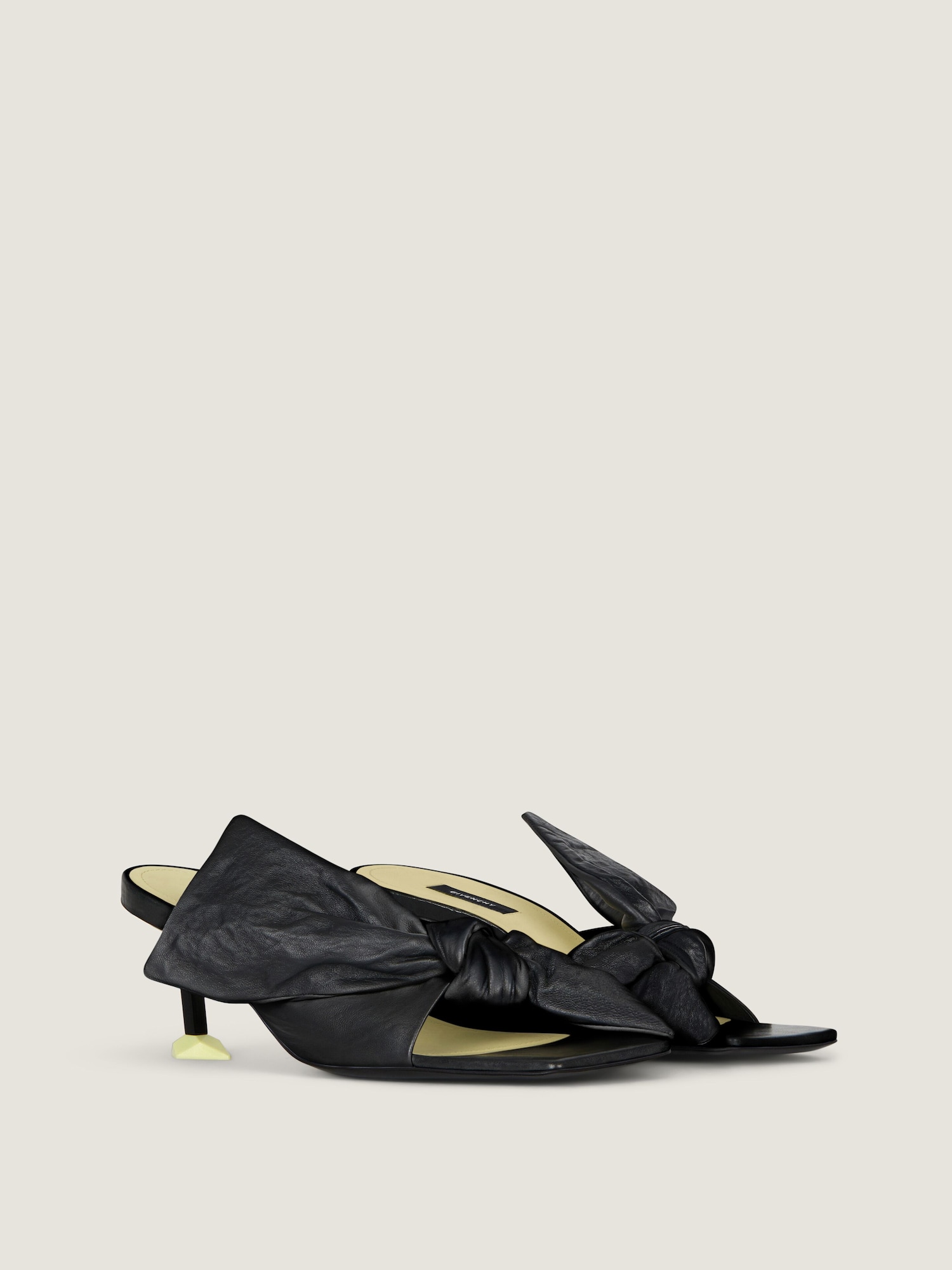 Boudoir heeled mules in nappa leather with bow