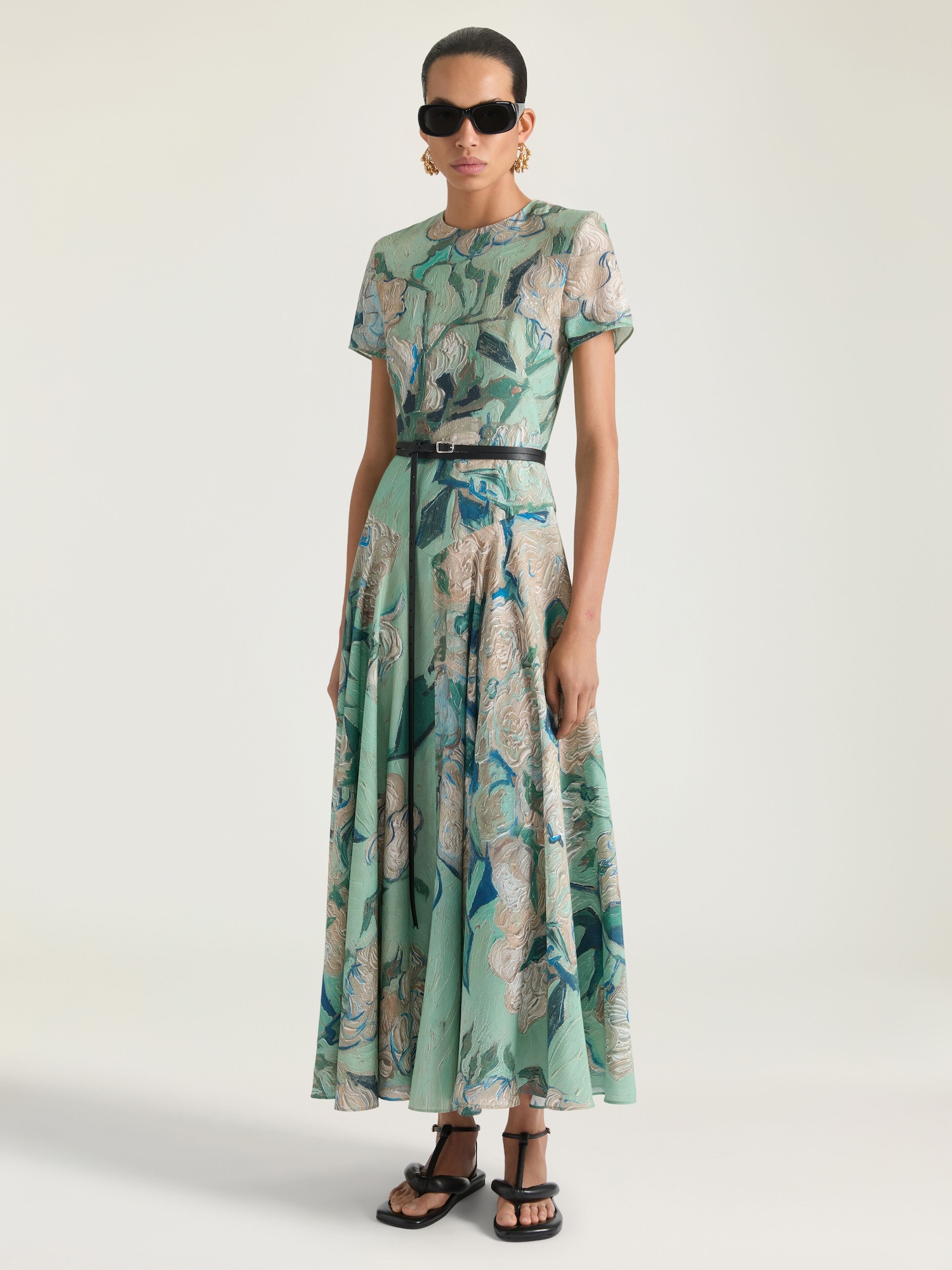 Givenchy Women's Long Dress in Viscose With Roses Print - Mint Green - Size 6