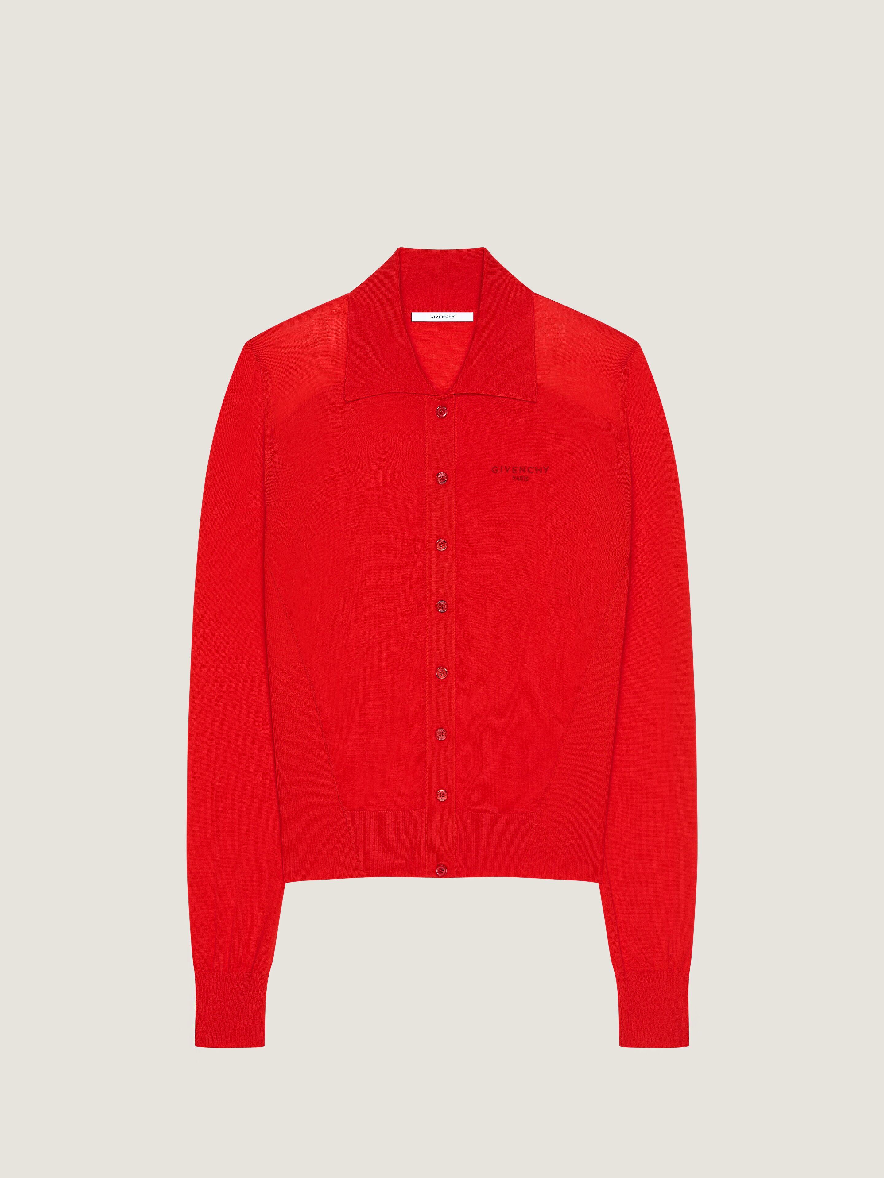 Givenchy Cardigan Polo En Maille Effet Seconde Peau In Red