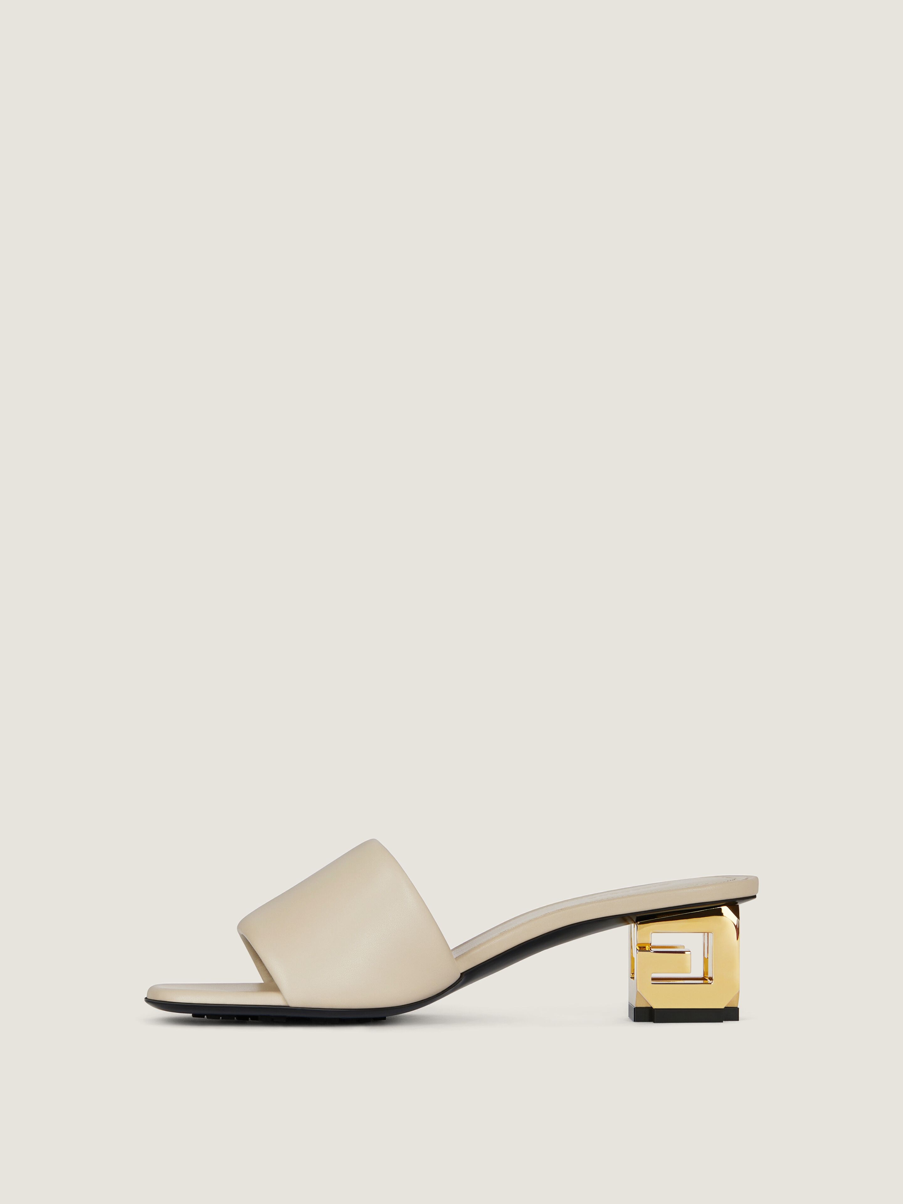 G Cube heeled mules in leather in - natural beige | Givenchy US