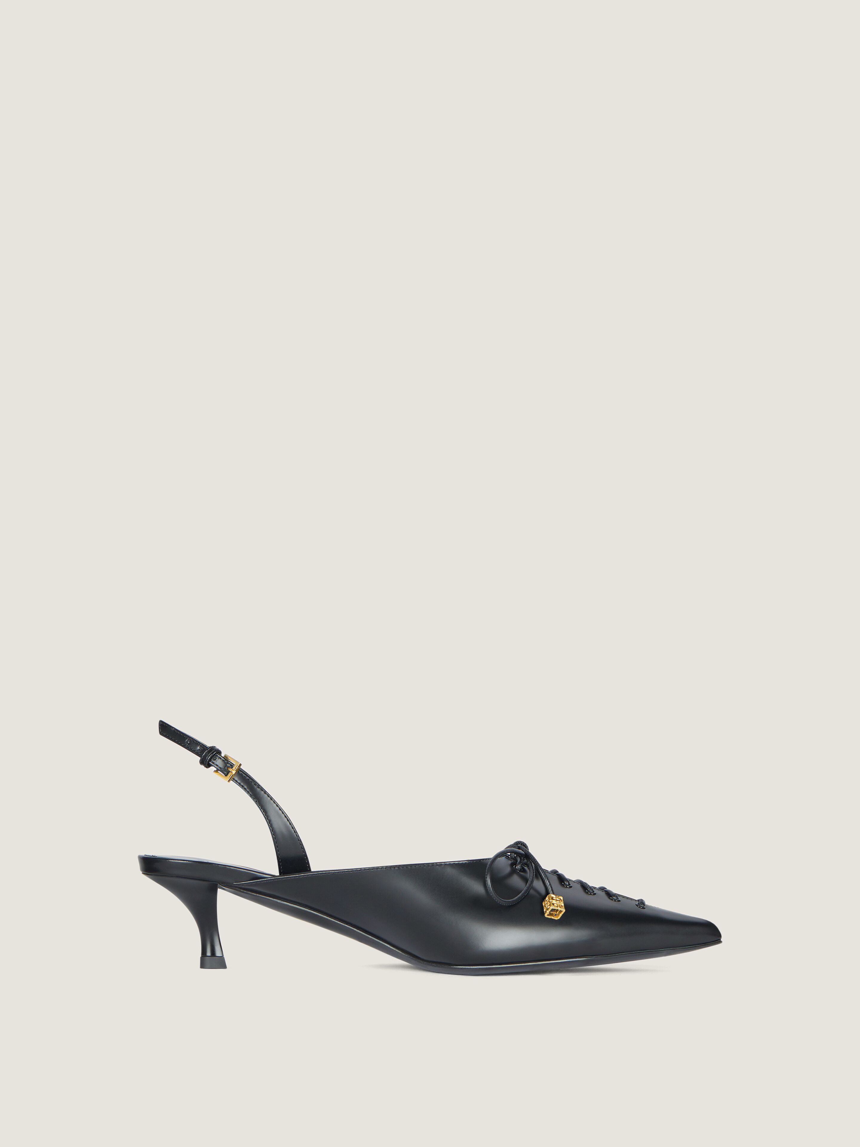 【関税＆送料込み】Givenchy Leather Lace-Up Slingbacks Lace-up slingbacks in leather in - black | Givenchy US