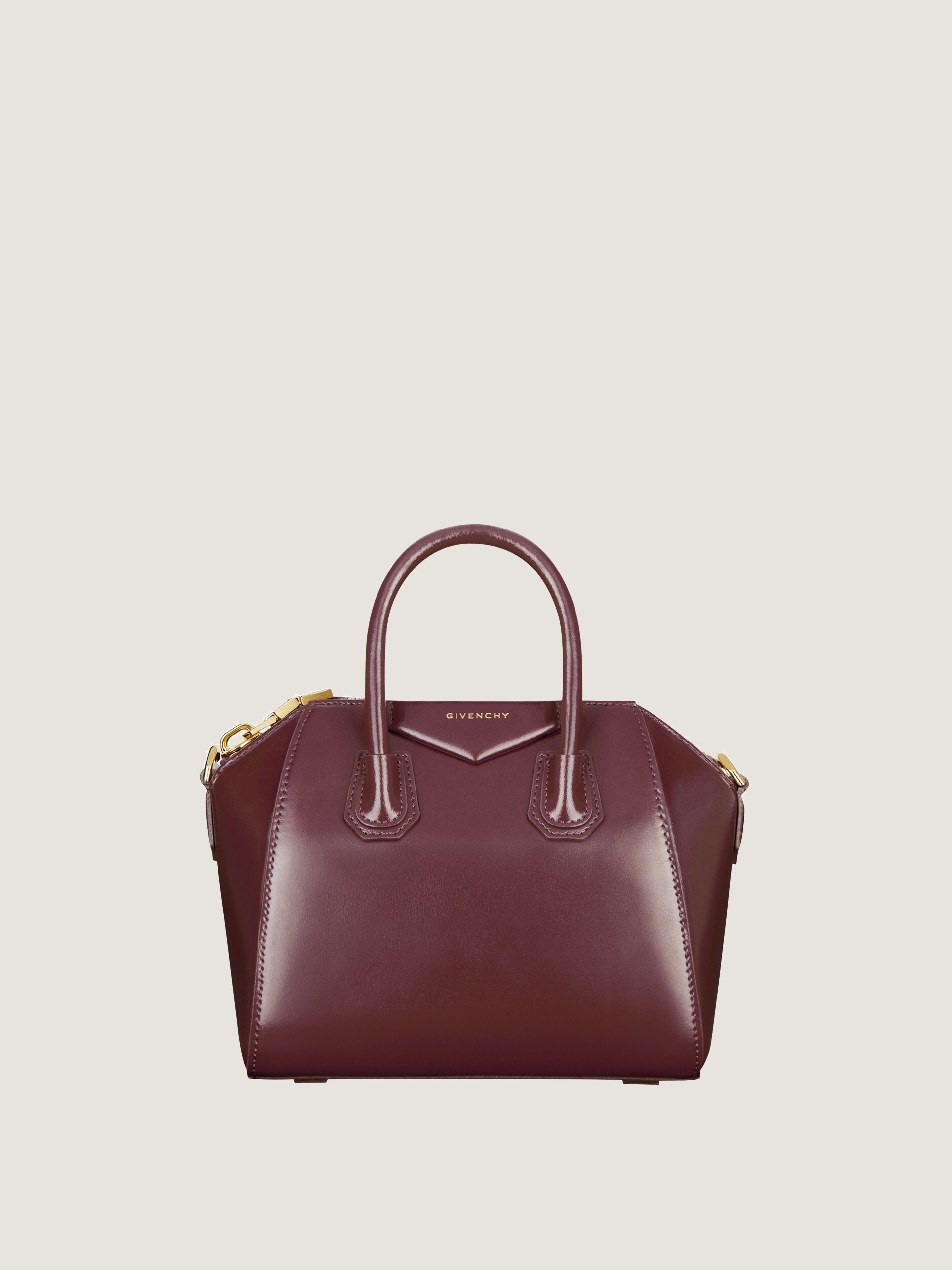 Mini Antigona bag in Box leather in - oxblood red | Givenchy US