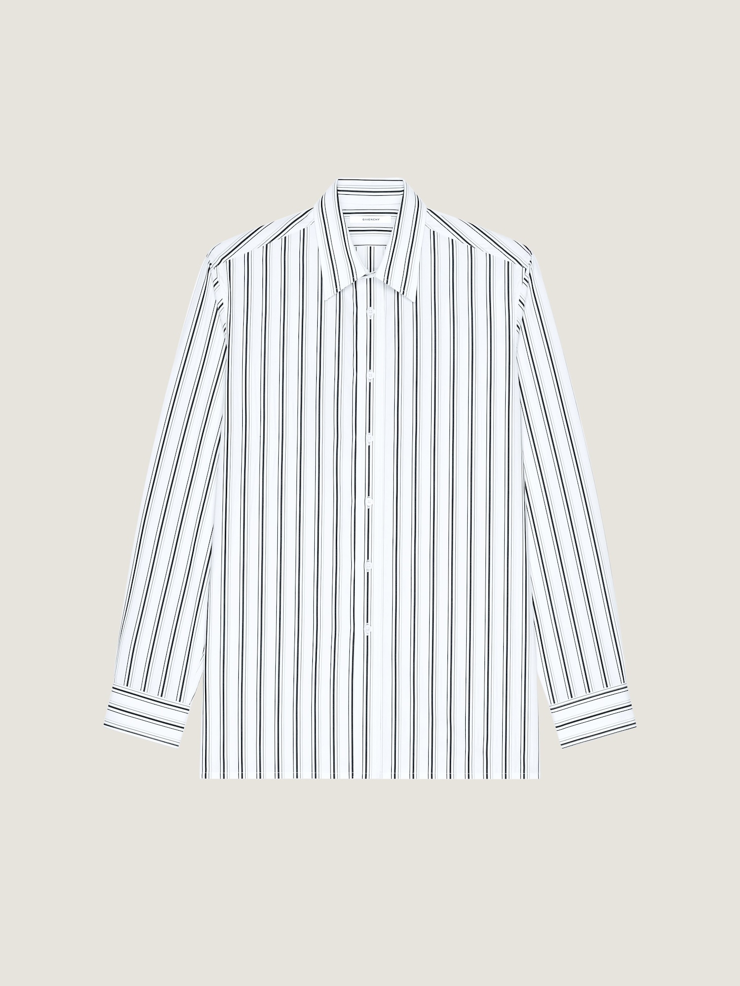 Striped shirt in poplin with surrealism print