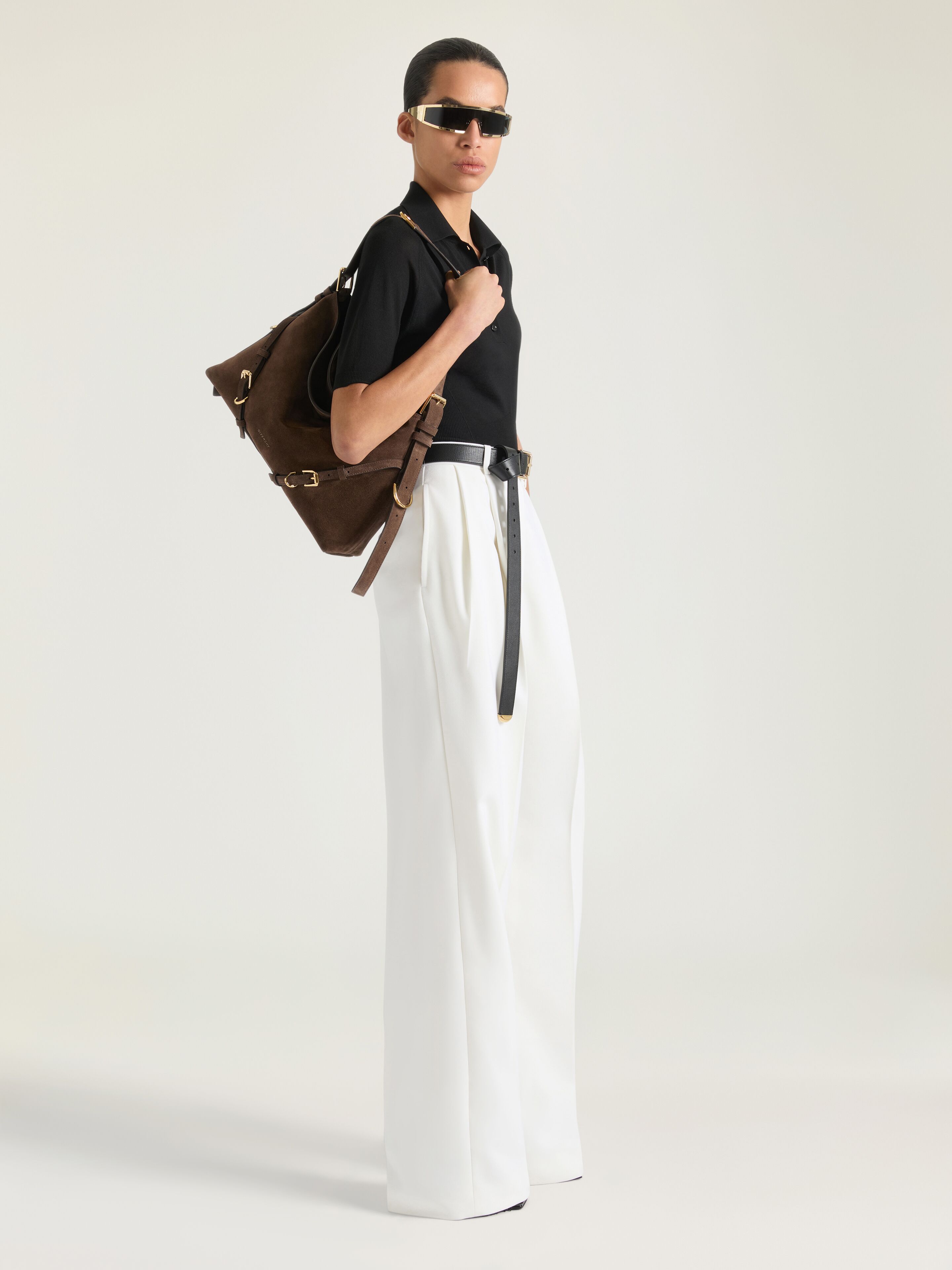 Medium Voyou bag in suede in - ebony brown - BB5131B2GK-202