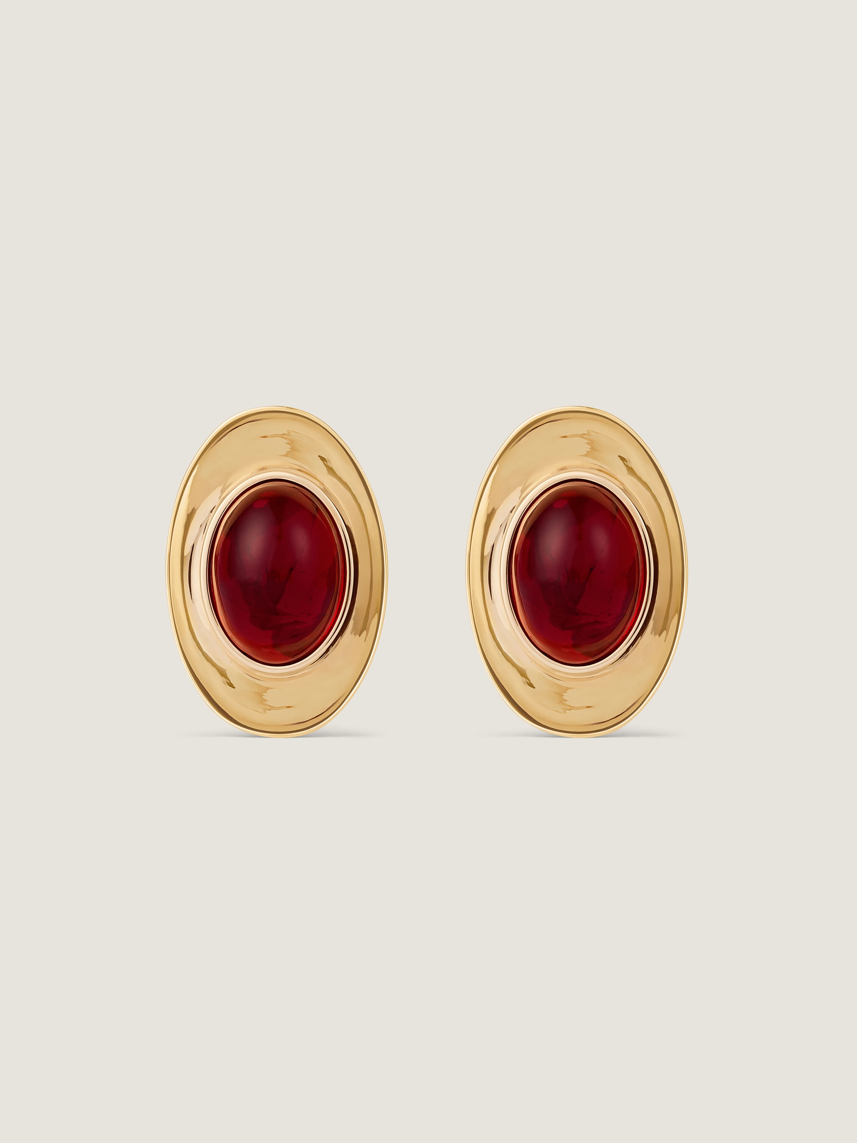Givenchy Sculpted Gem Earrings In Metal And Resin In Burgundy