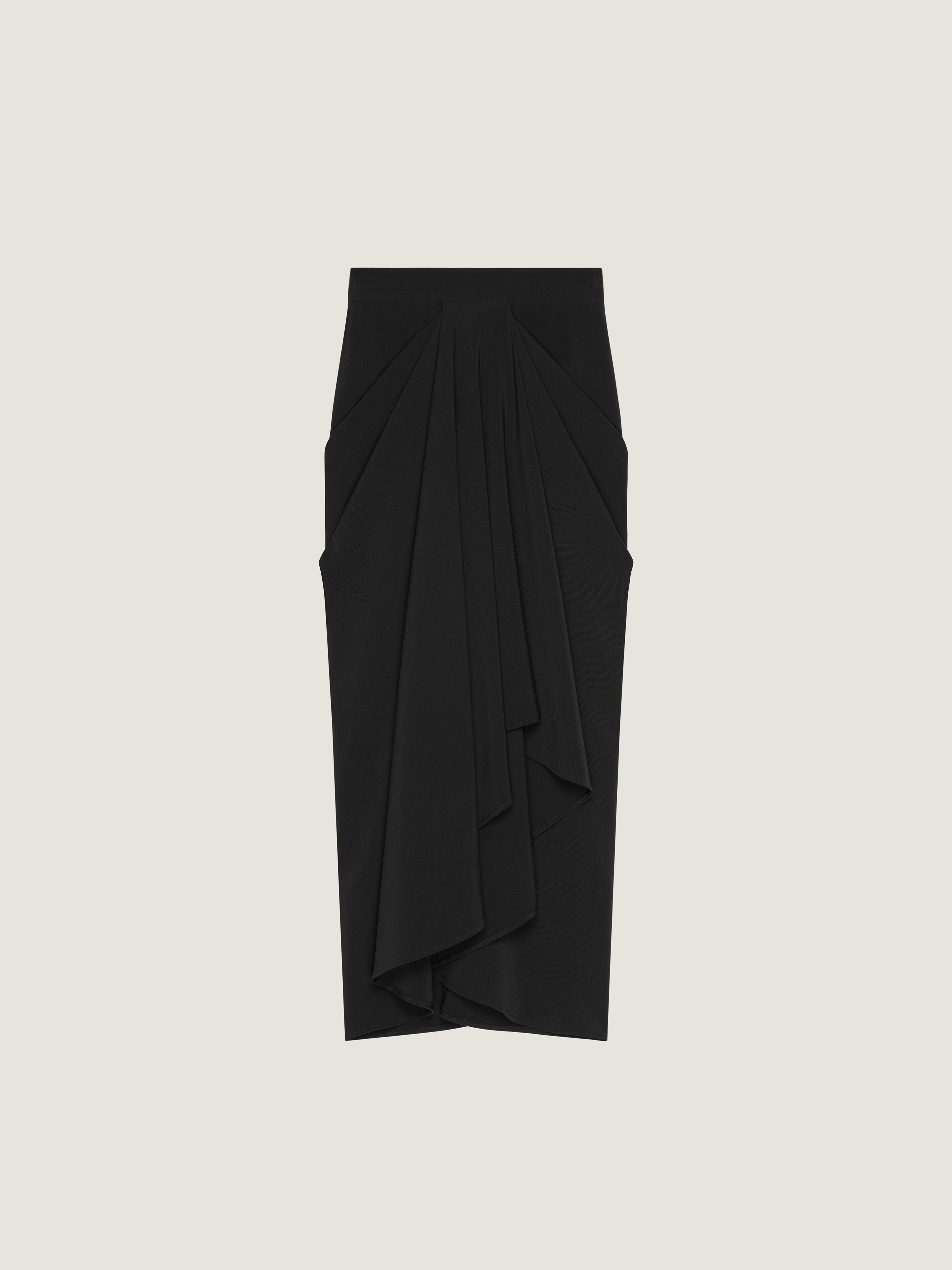 Draped midi skirt in crepe cady in - black - BW411M164K-001