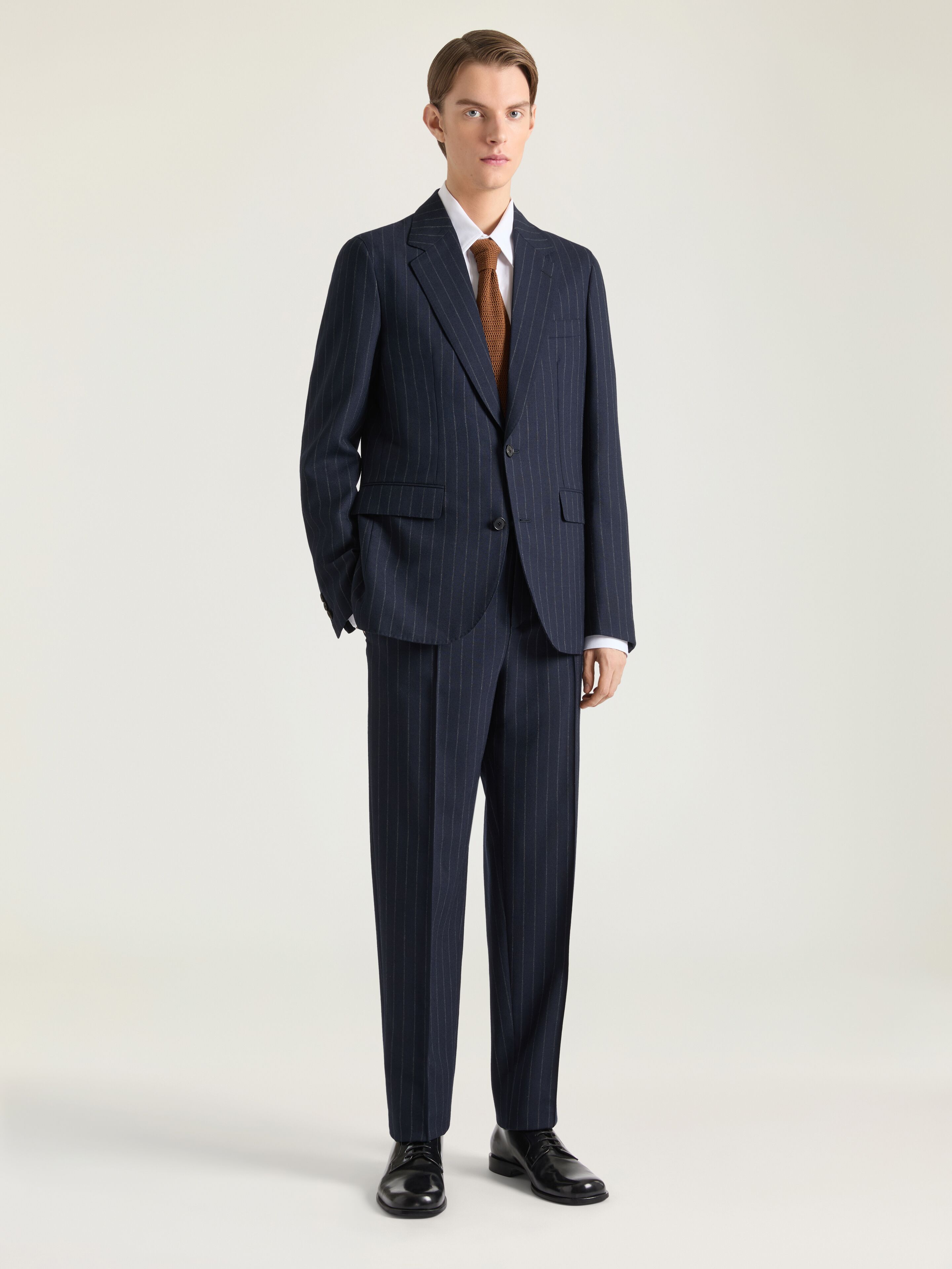 Single-breasted deconstructed striped jacket in wool in - night