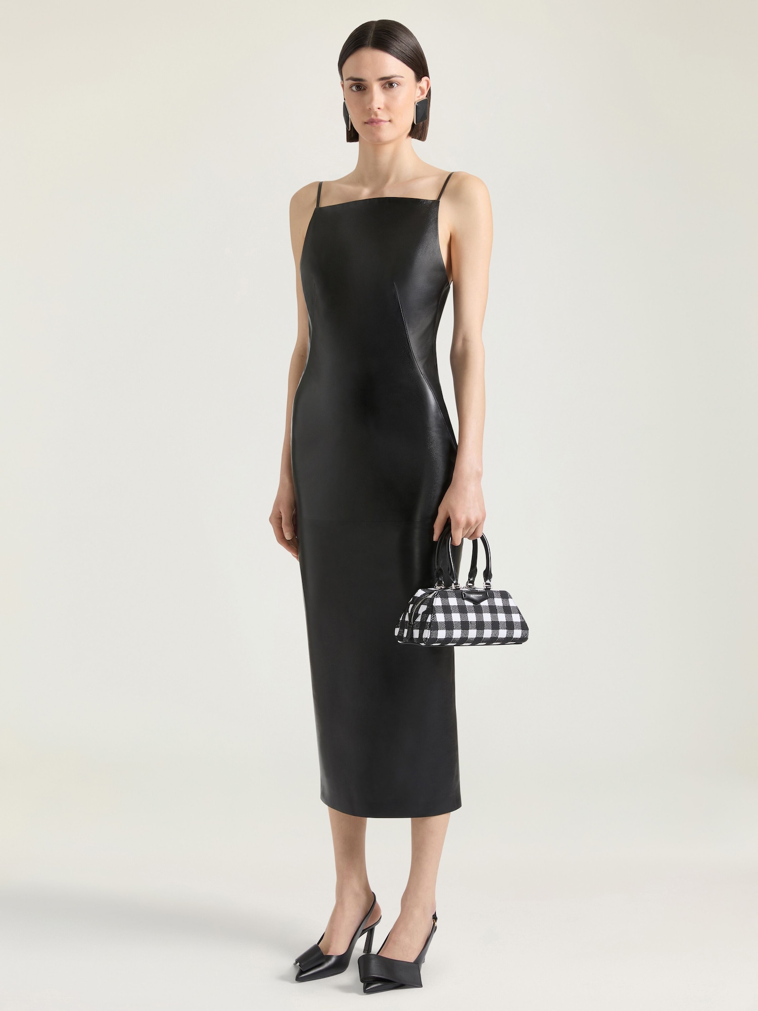 Sliced midi dress in nappa leather Sliced midi dress in nappa leather