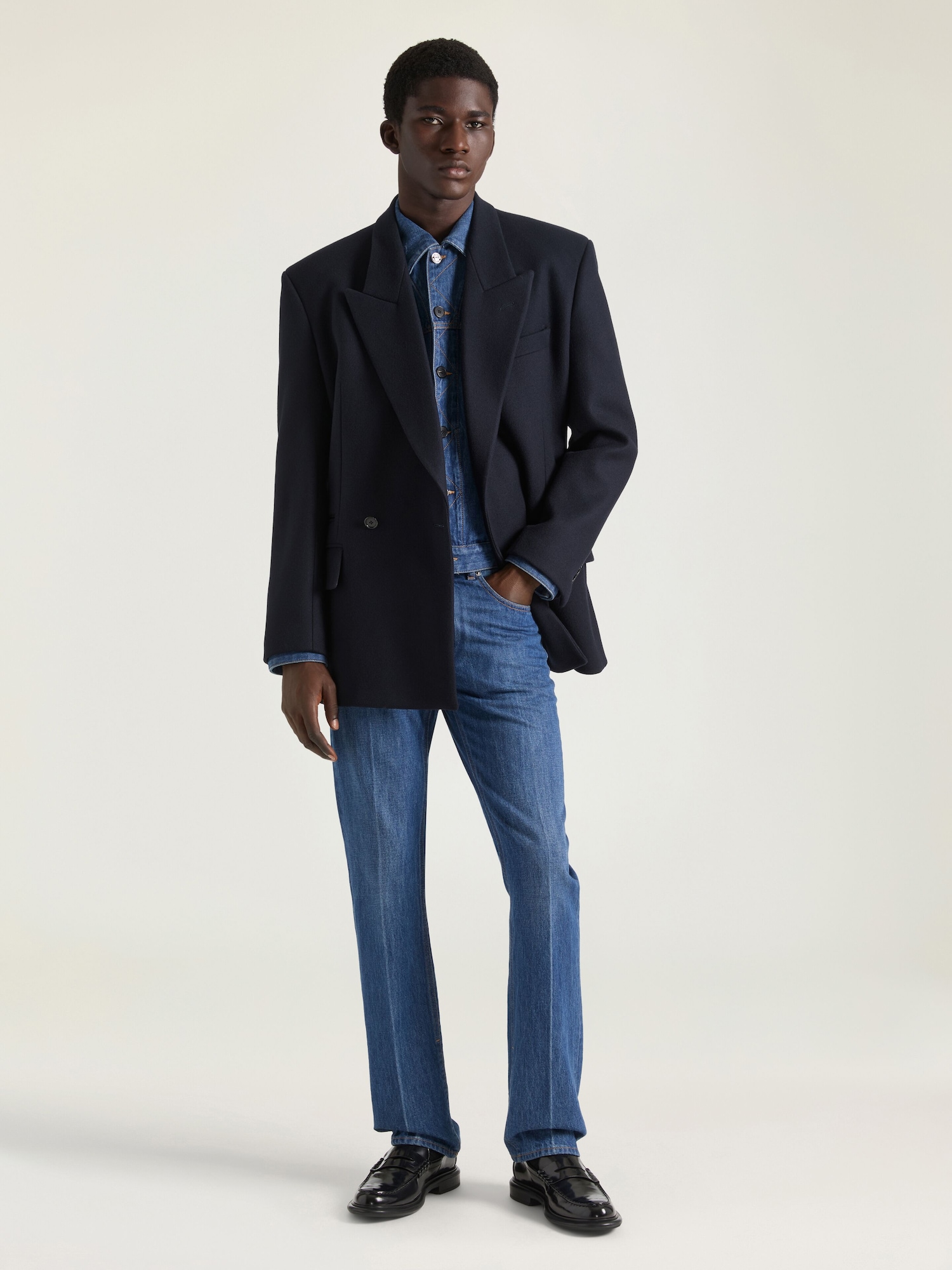 Straight fit shadow washed jeans with crease effect in - medium 