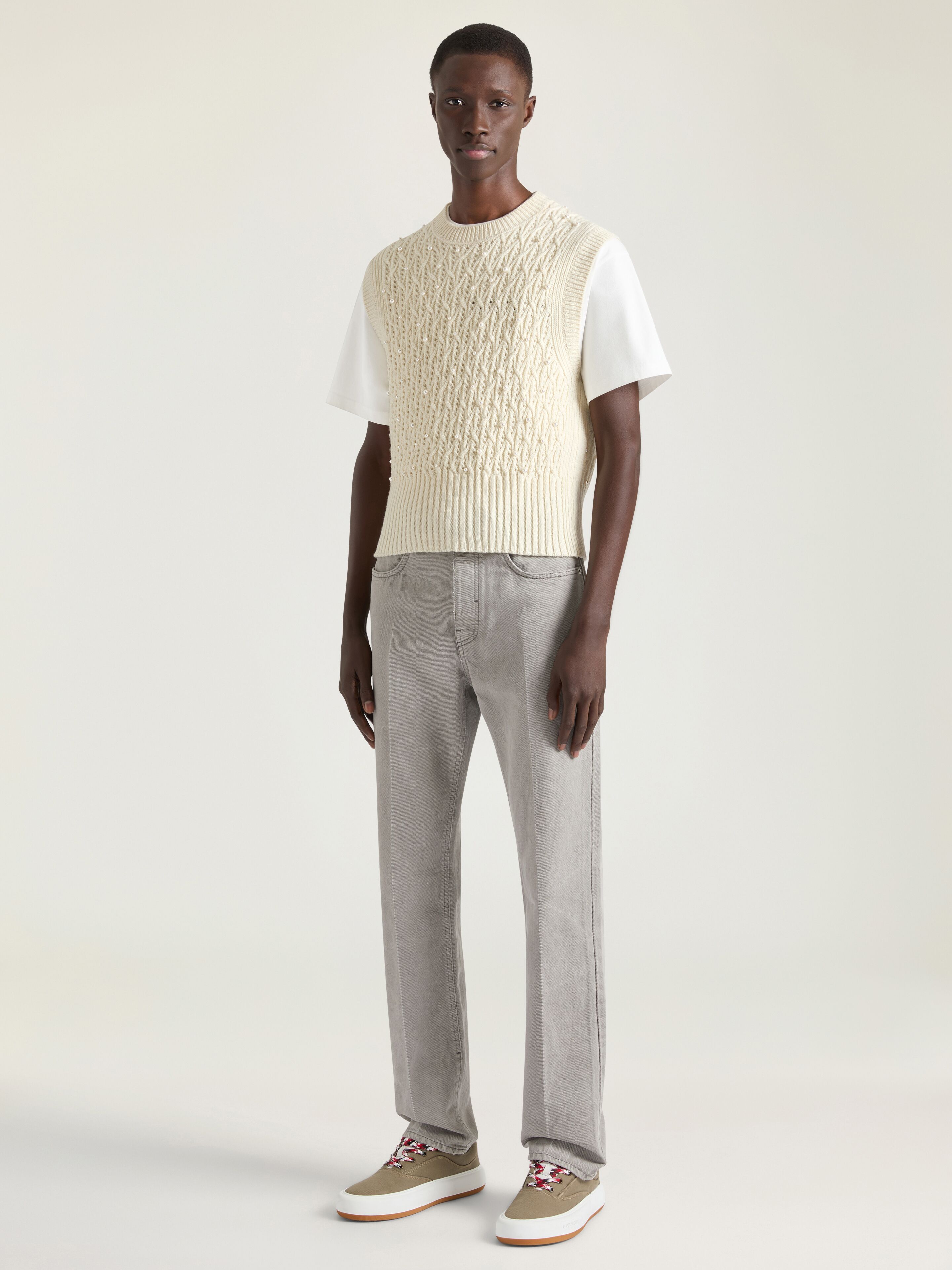 Straight fit grey jeans with folded effect in - cloud grey
