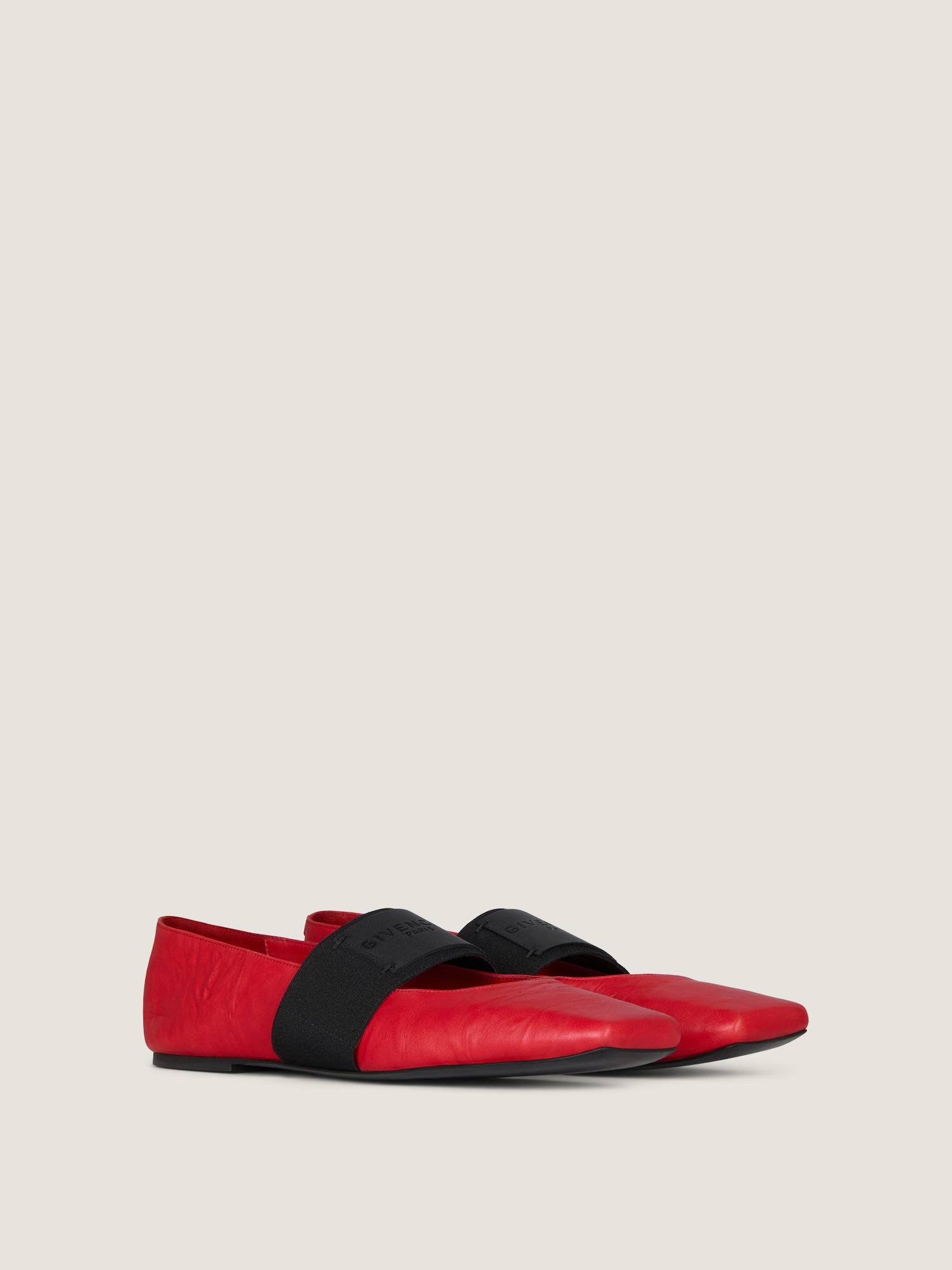GIVENCHY スライスド スクエア リンクルレザー バレリーナ