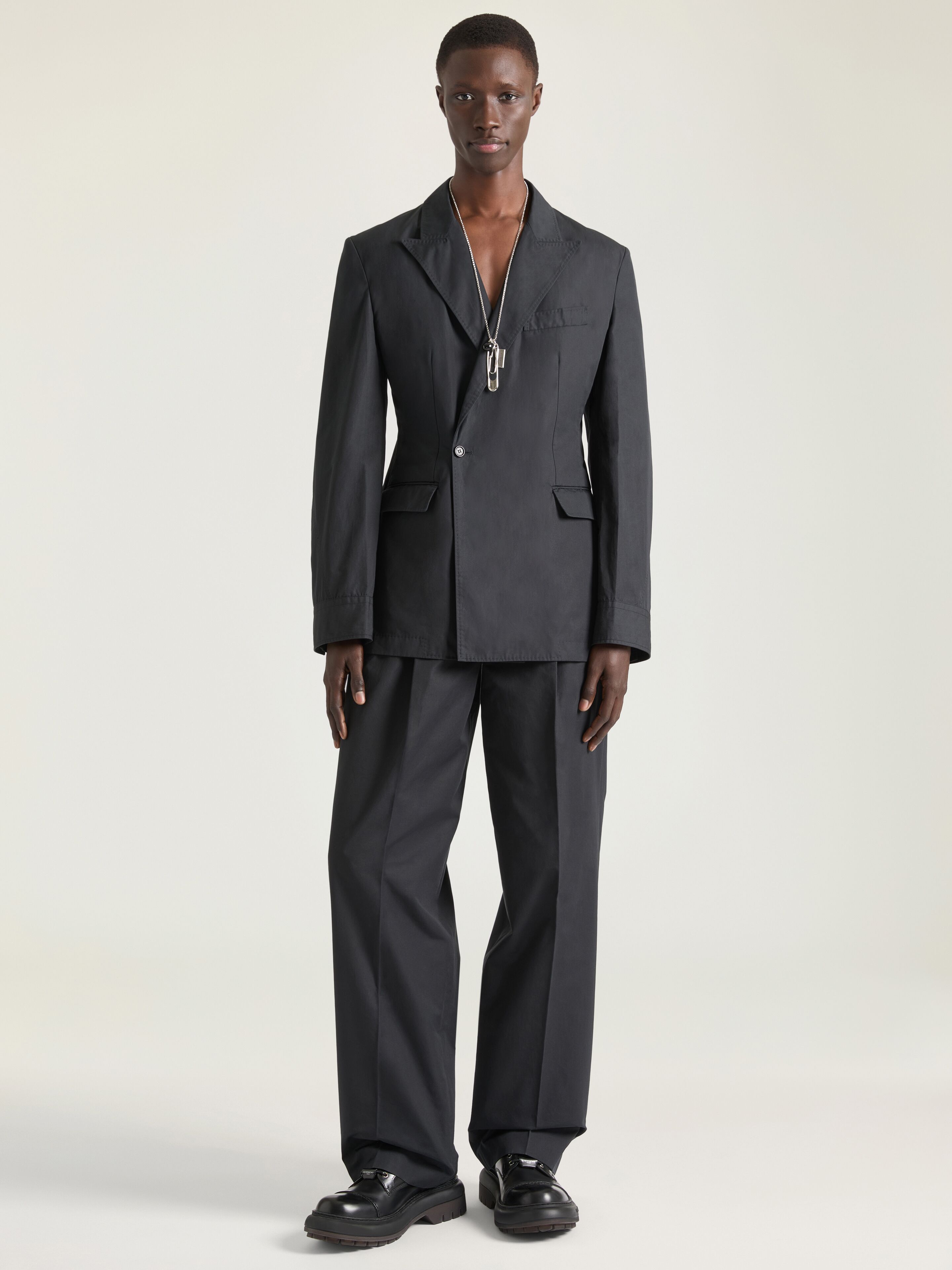 Couture Seam double-breasted regular jacket in poplin in - black