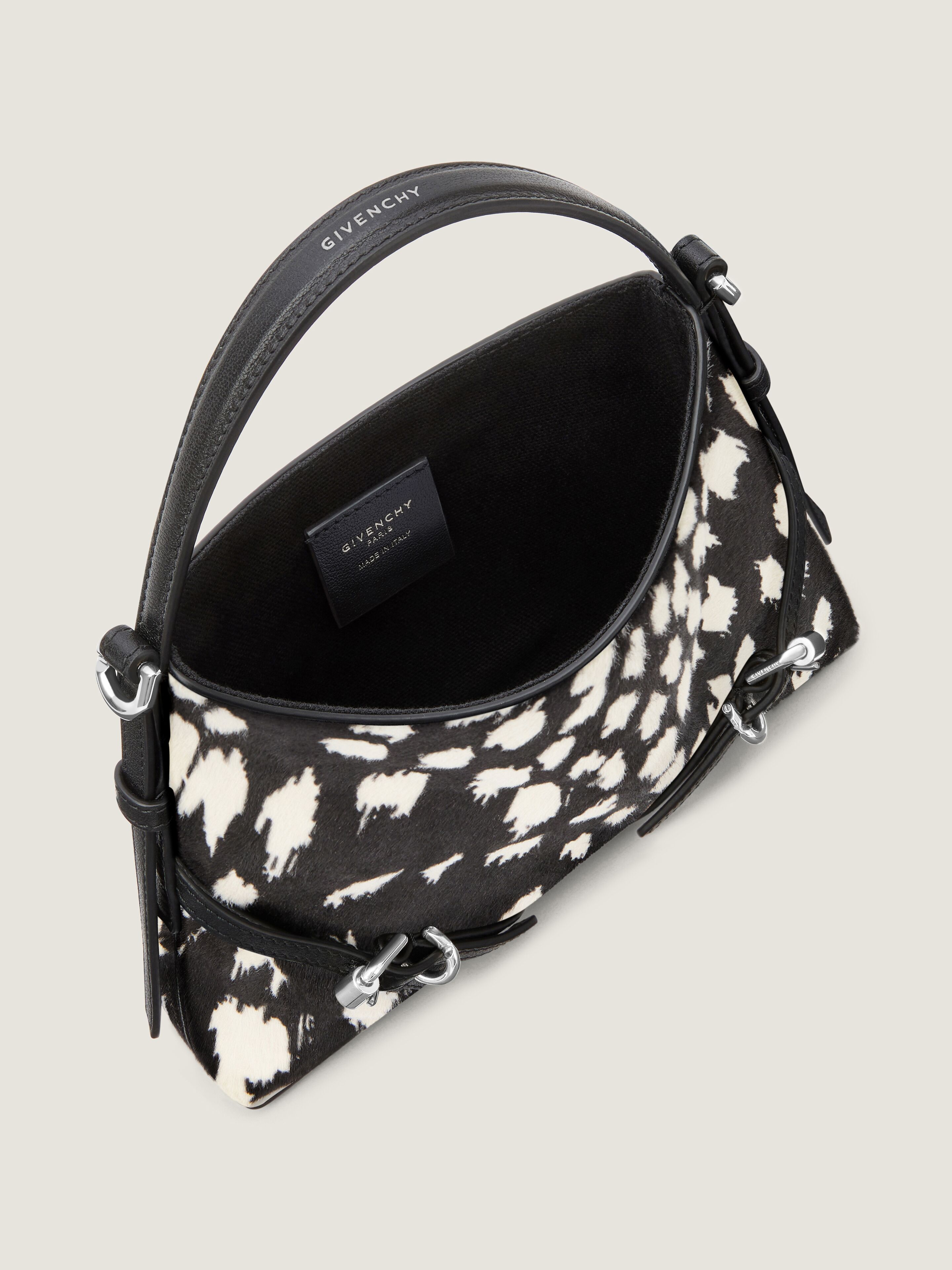 Nano Voyou bag in pony effect leather with animal print - black in