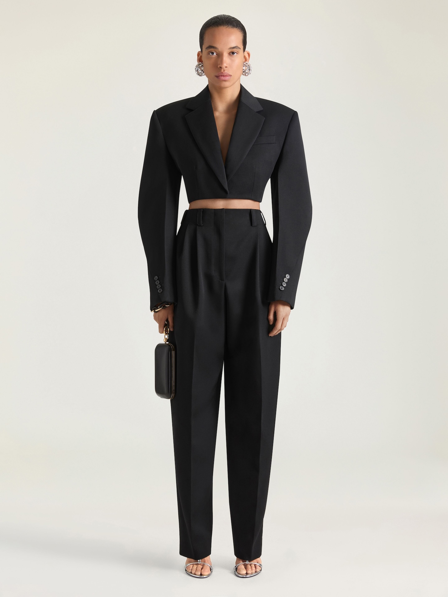 Cropped Cocoon jacket in wool