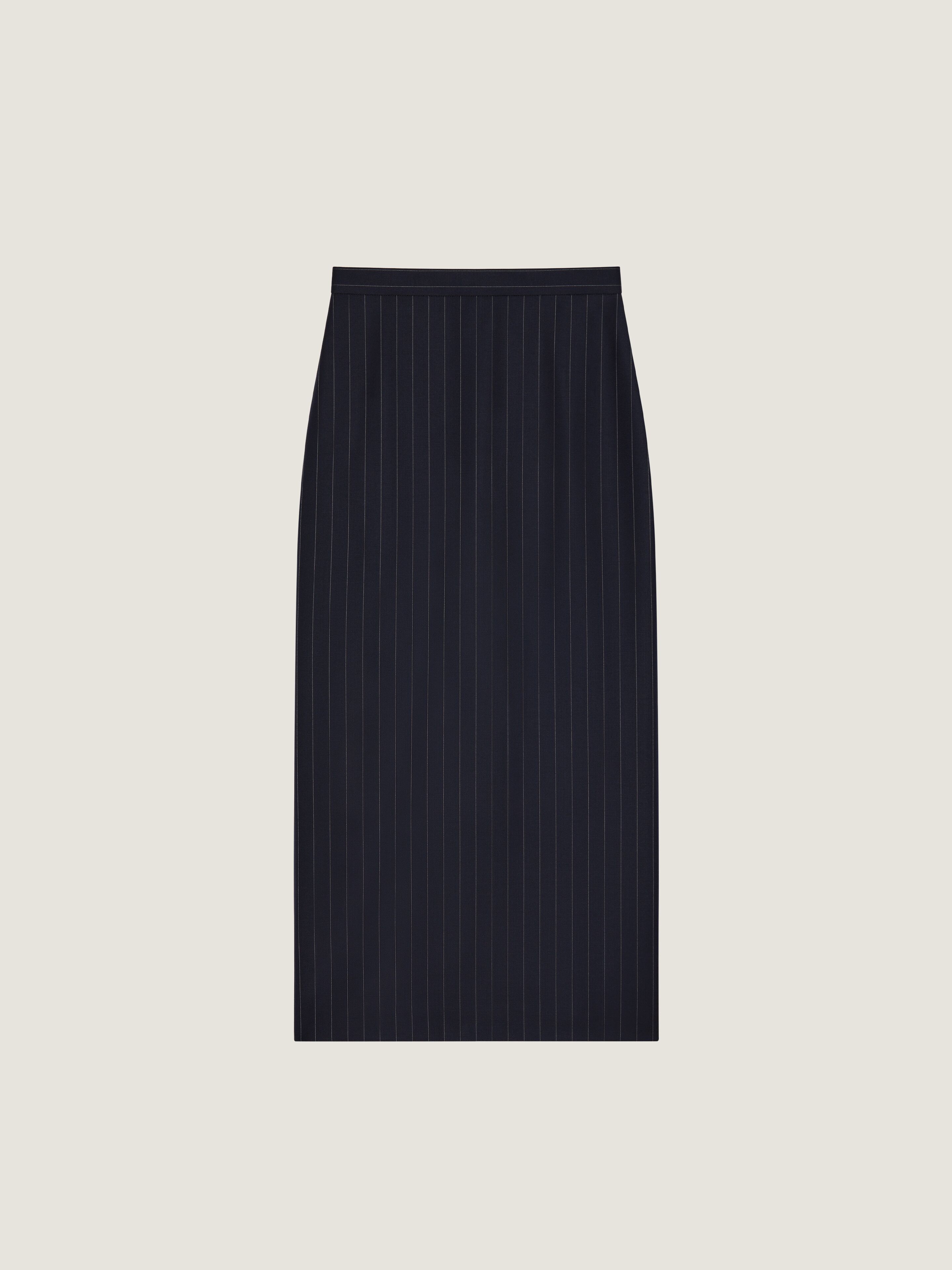 Givenchy Midi Striped Skirt In Wool In Black