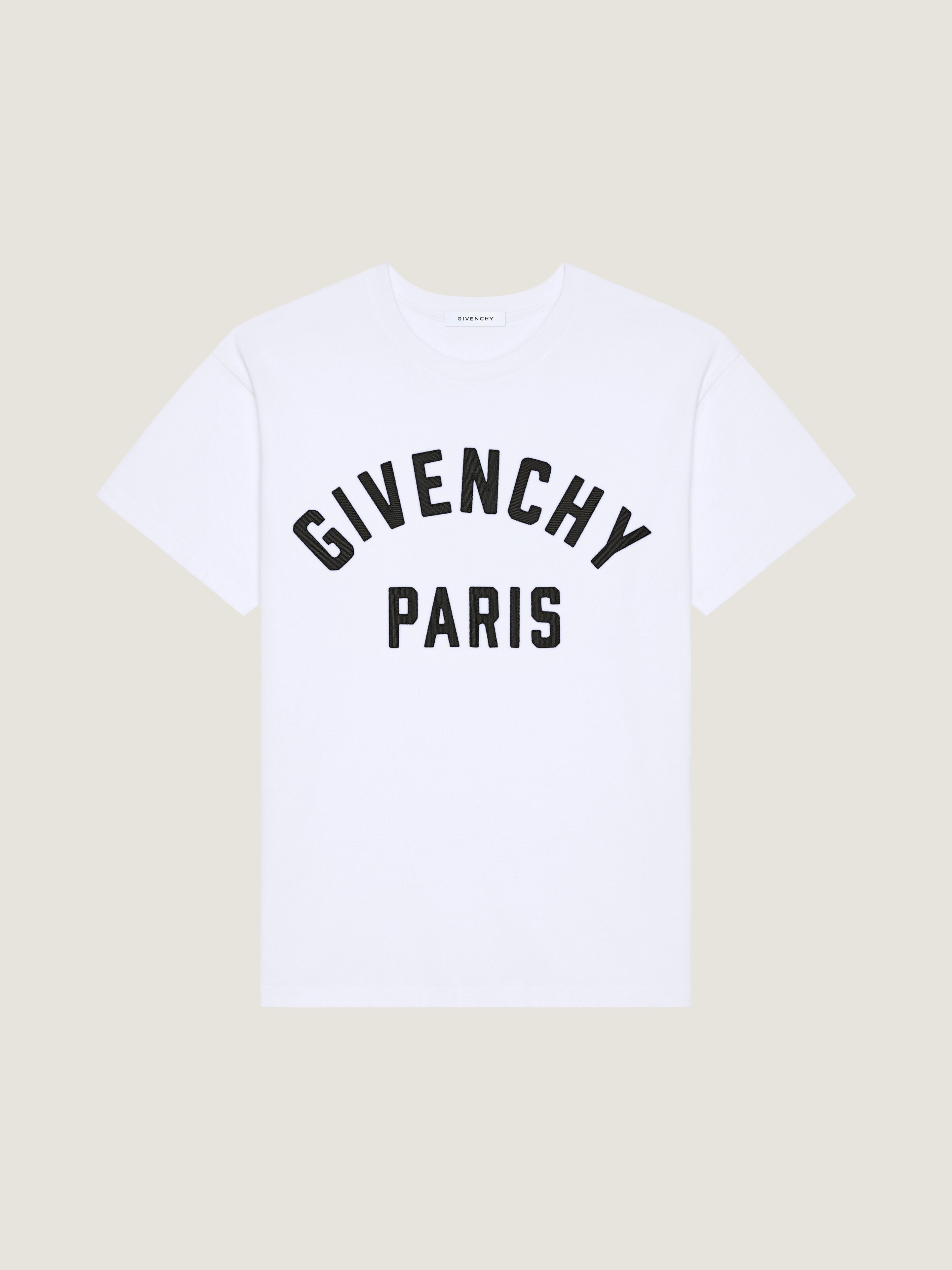 T-shirt in cotton with Givenchy Paris embroidery in - white/black T-shirt in cotton with Givenchy Paris embroidery in - white/black