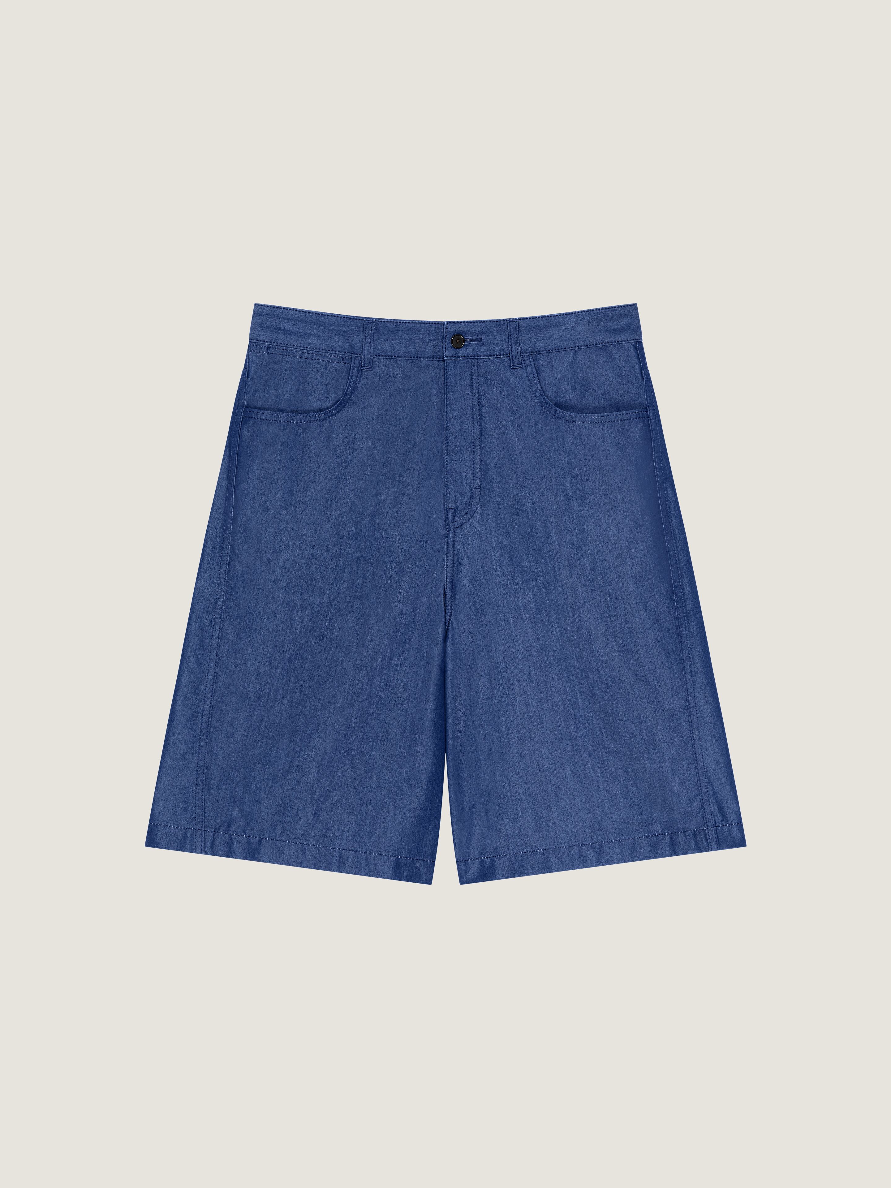 Givenchy Couture Seam Bermuda Shorts In Denim With  Stamp In Blue