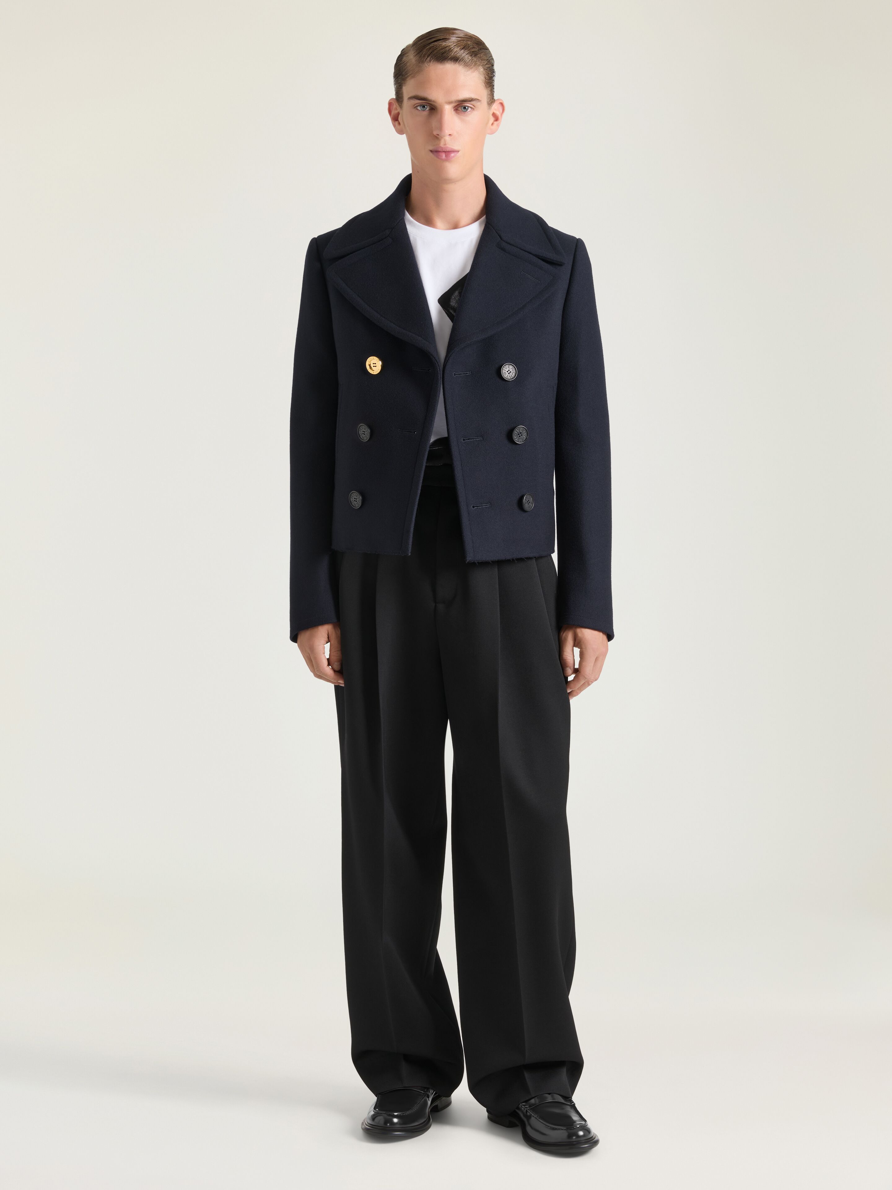 ウール クロップド ピーコート - ダークネイビー BM01FG16BK-499