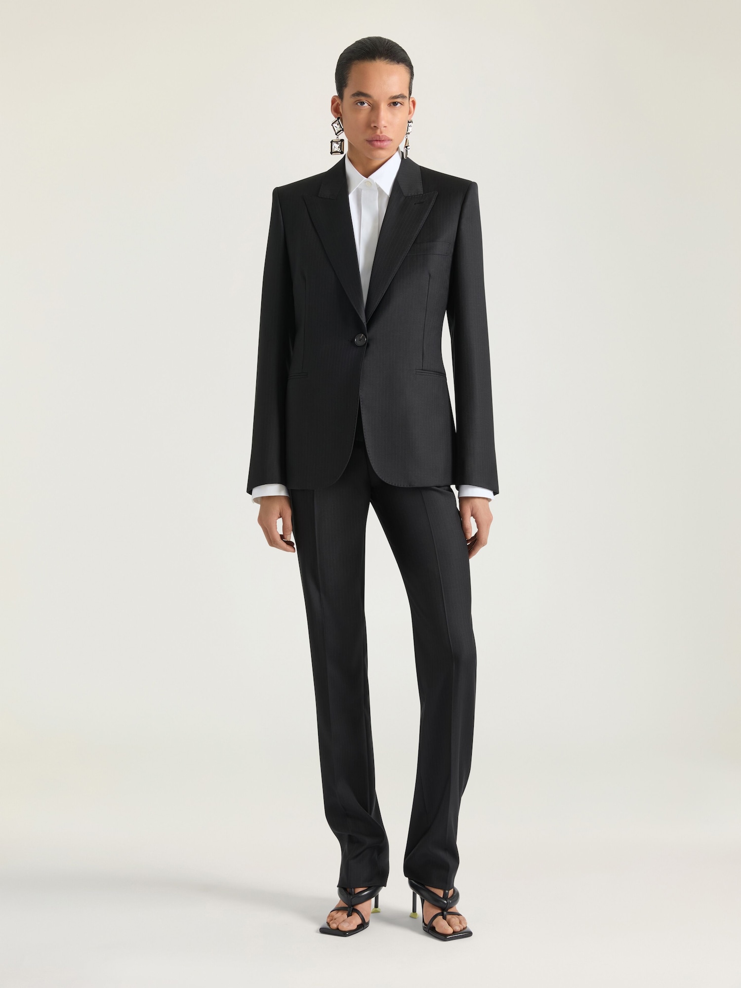 Single-breasted striped jacket in wool
