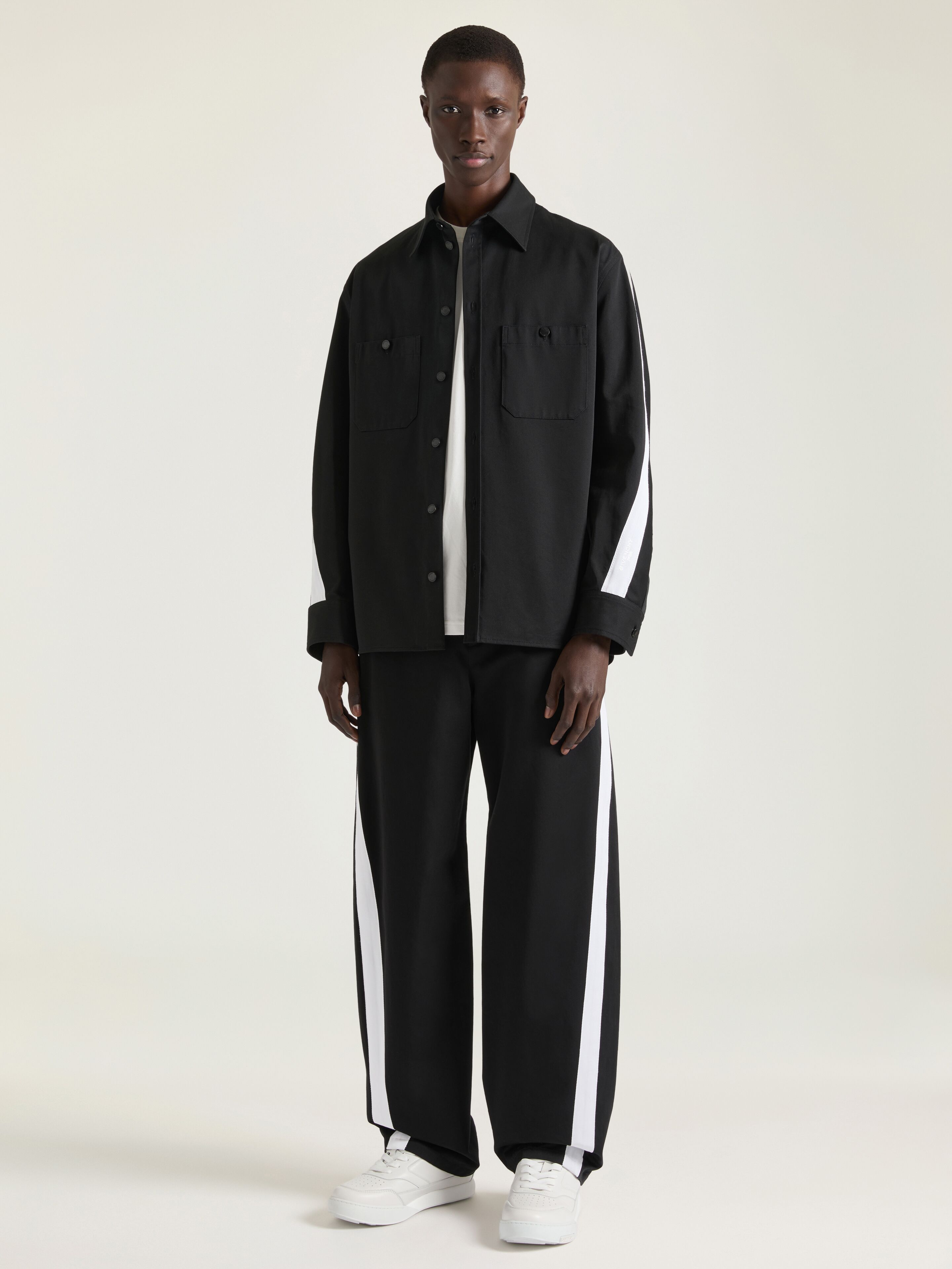 Couture Seam pants in cotton with gros grain detail in - black