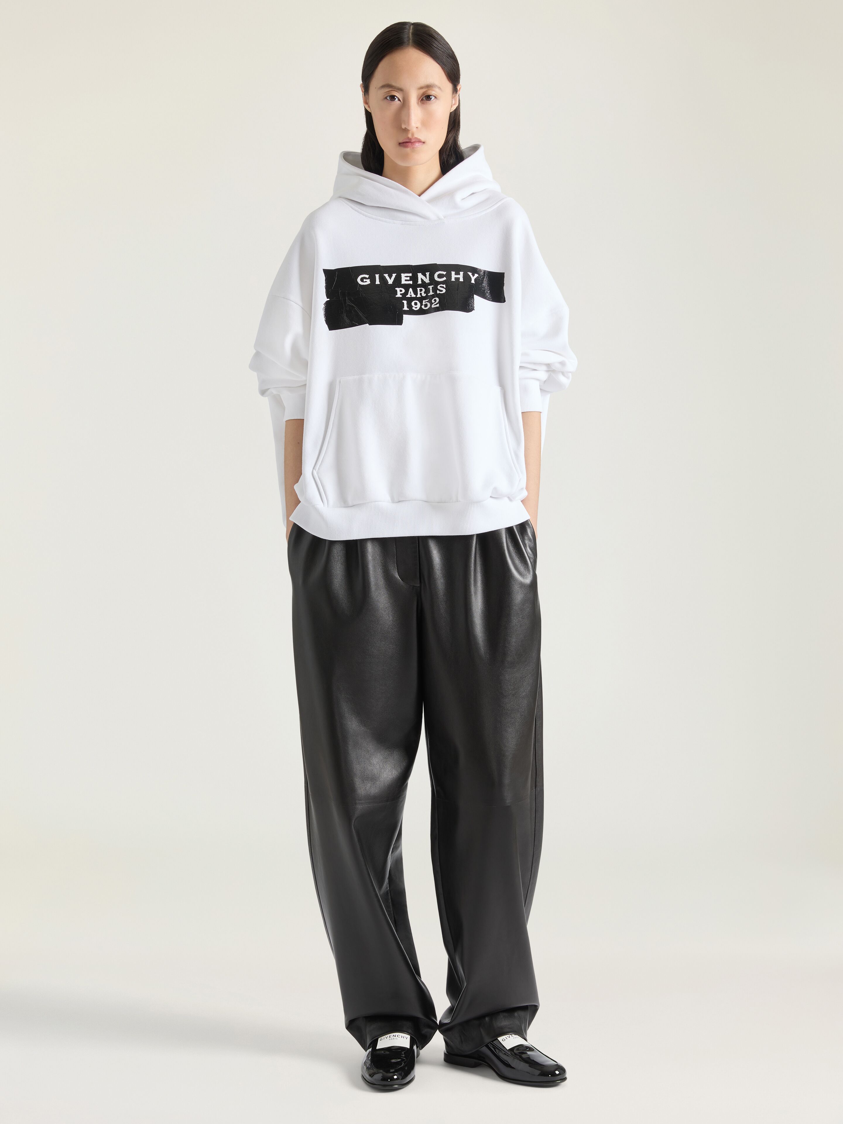 Hoodie sweatshirt in fleece with GIVENCHY Tape print | Givenchy US