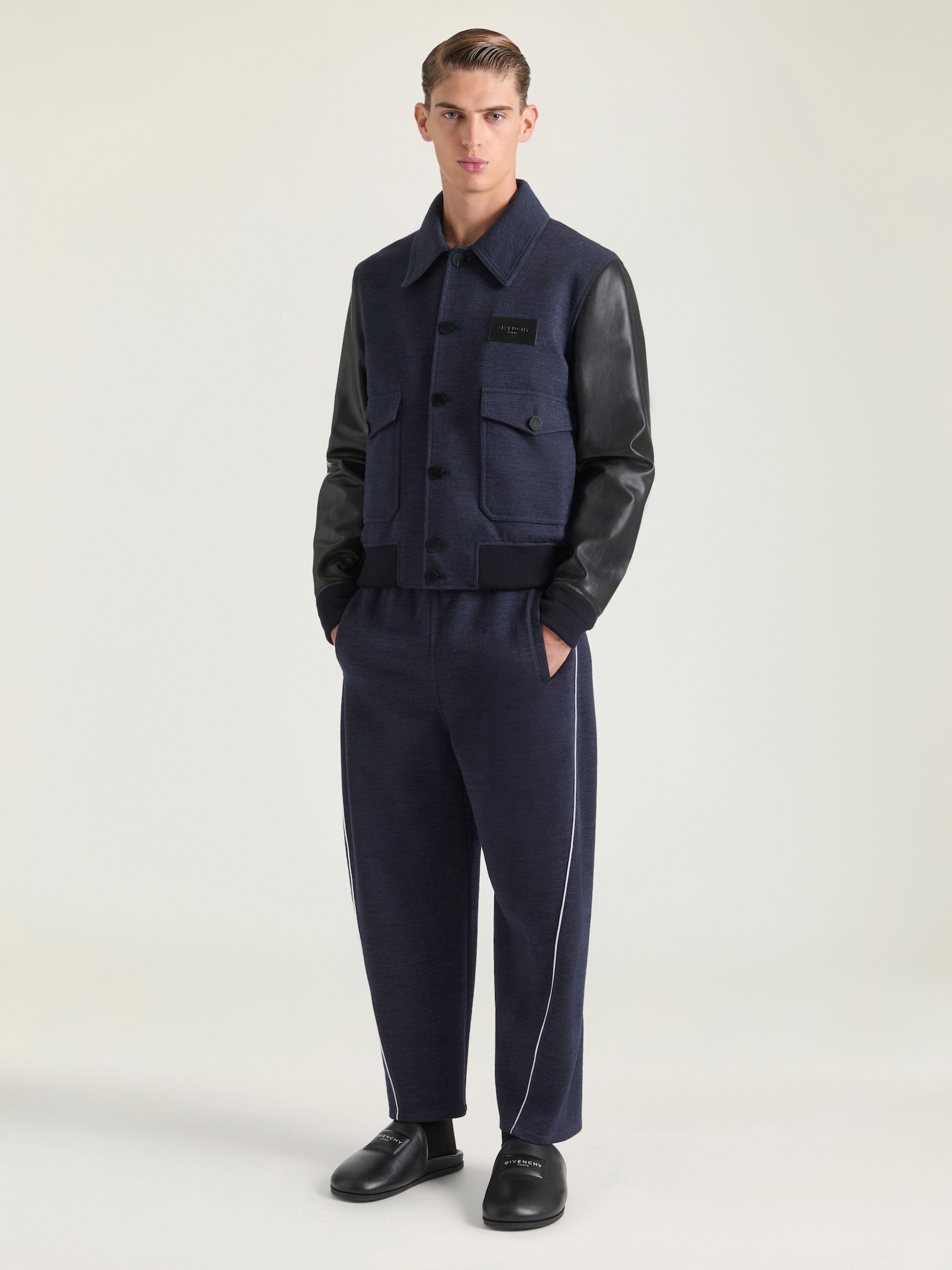 Couture Seam joggers in wool with piping detail