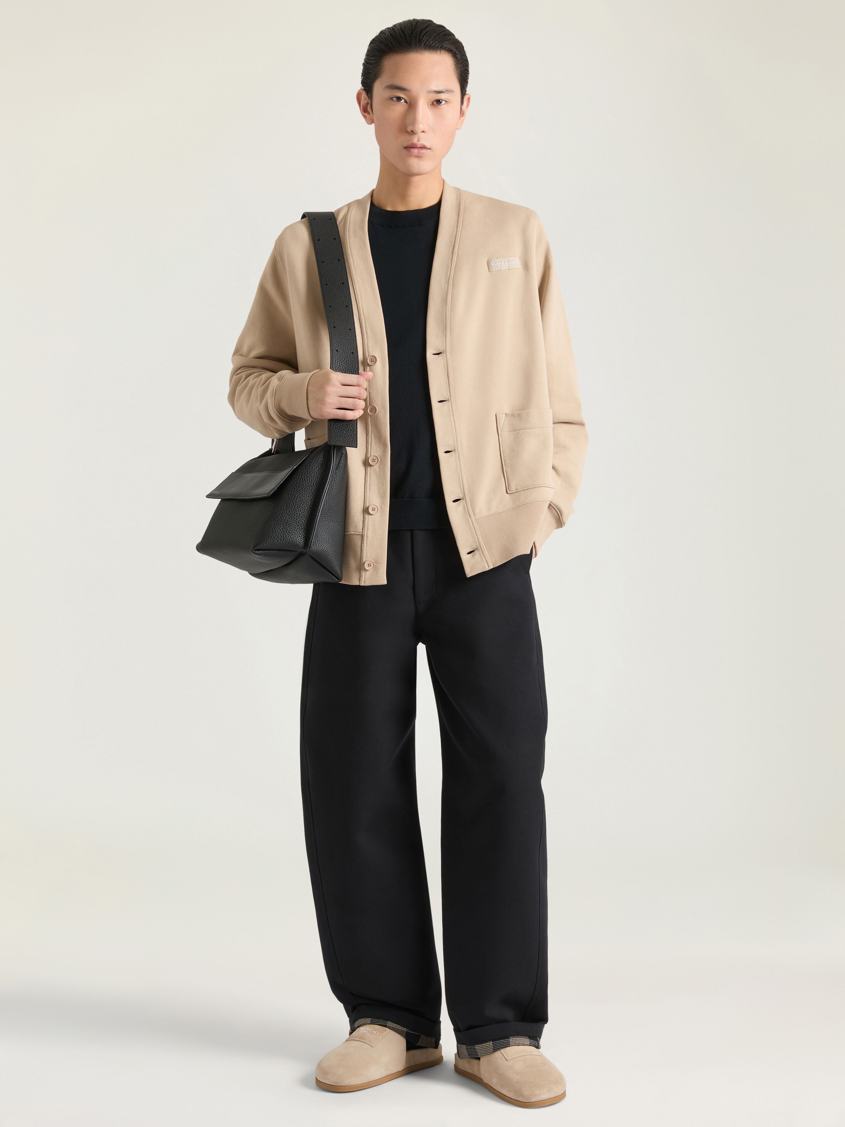 Cardigan in cotton with Givenchy Paris gros grain in - beige