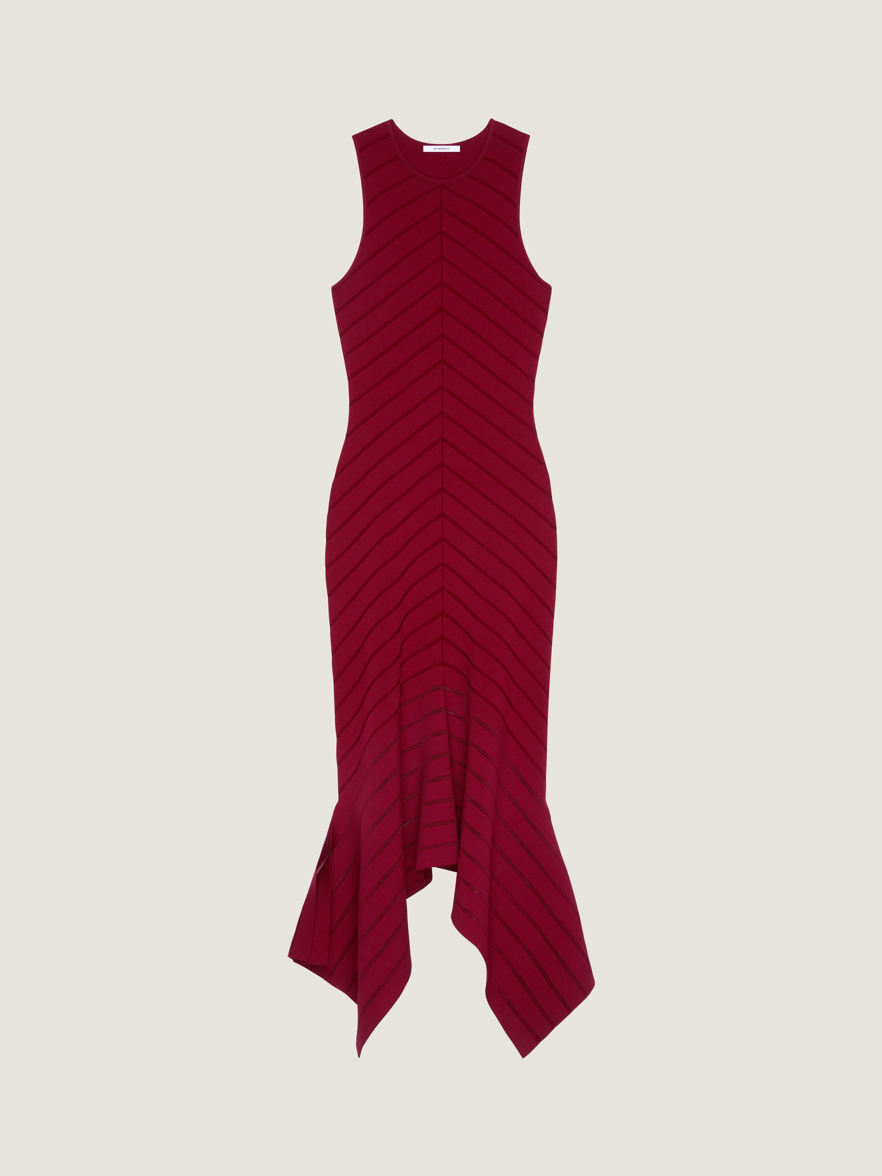 Givenchy Long Dress In Herringbone Knit In Red
