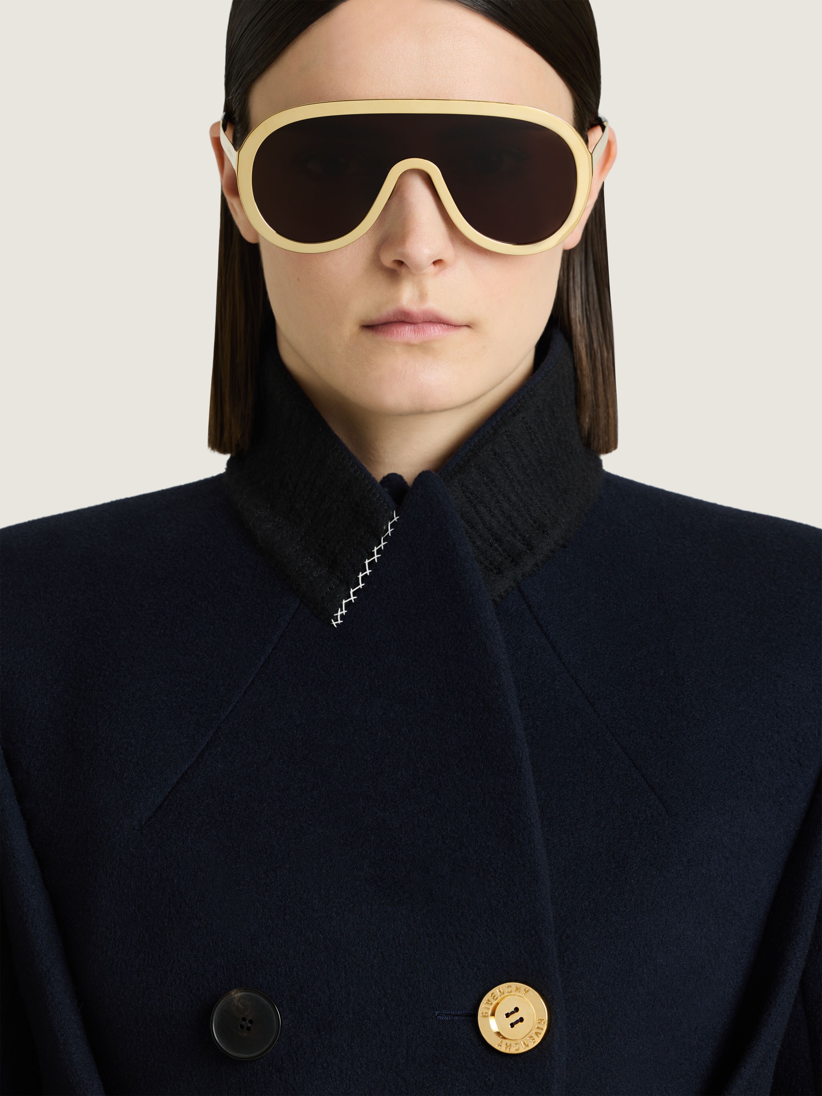 Pinch coat in wool and cashmere in - midnight blue - BWC0GR163S
