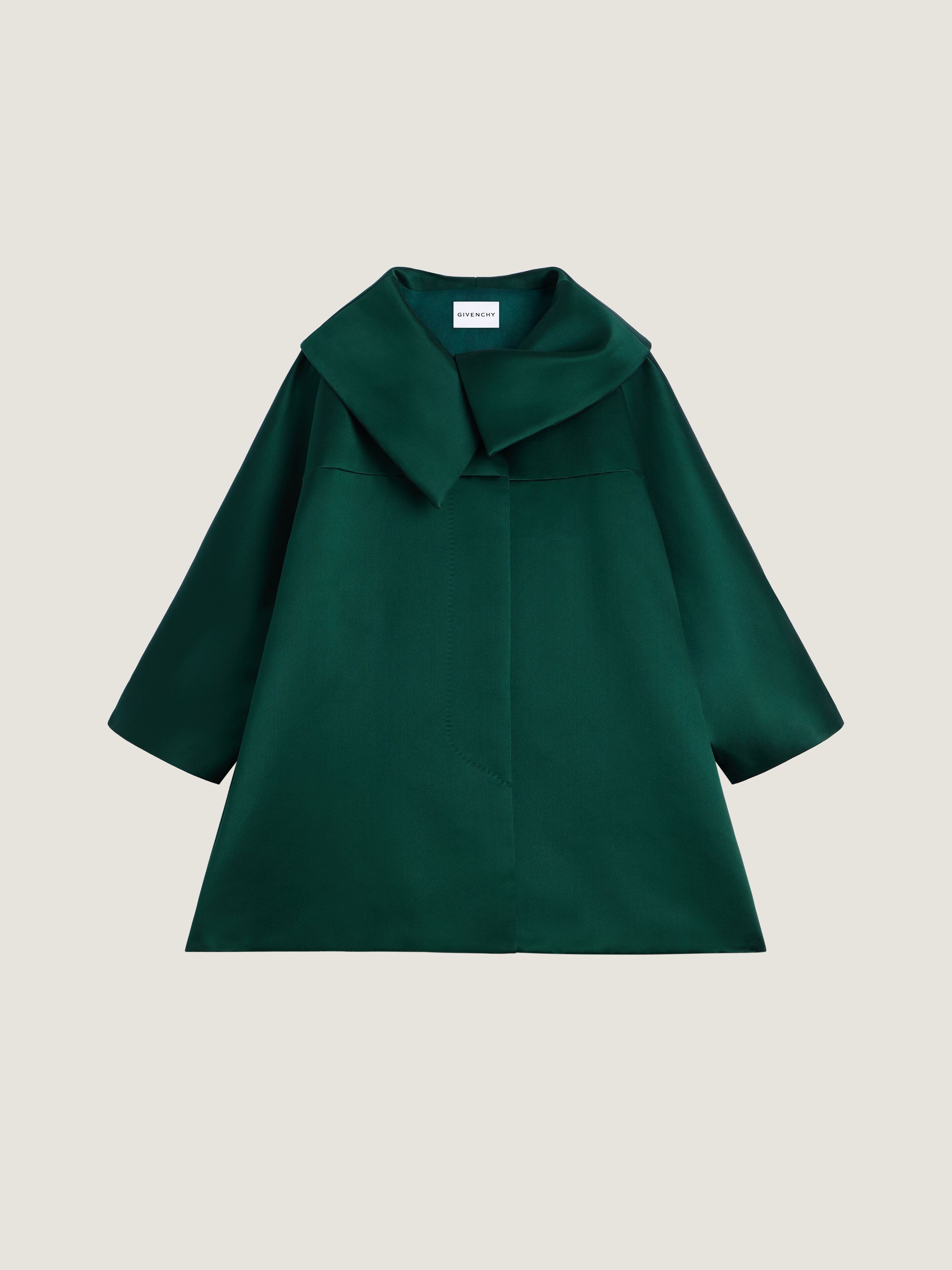 Givenchy Short Coat In Satin In Green