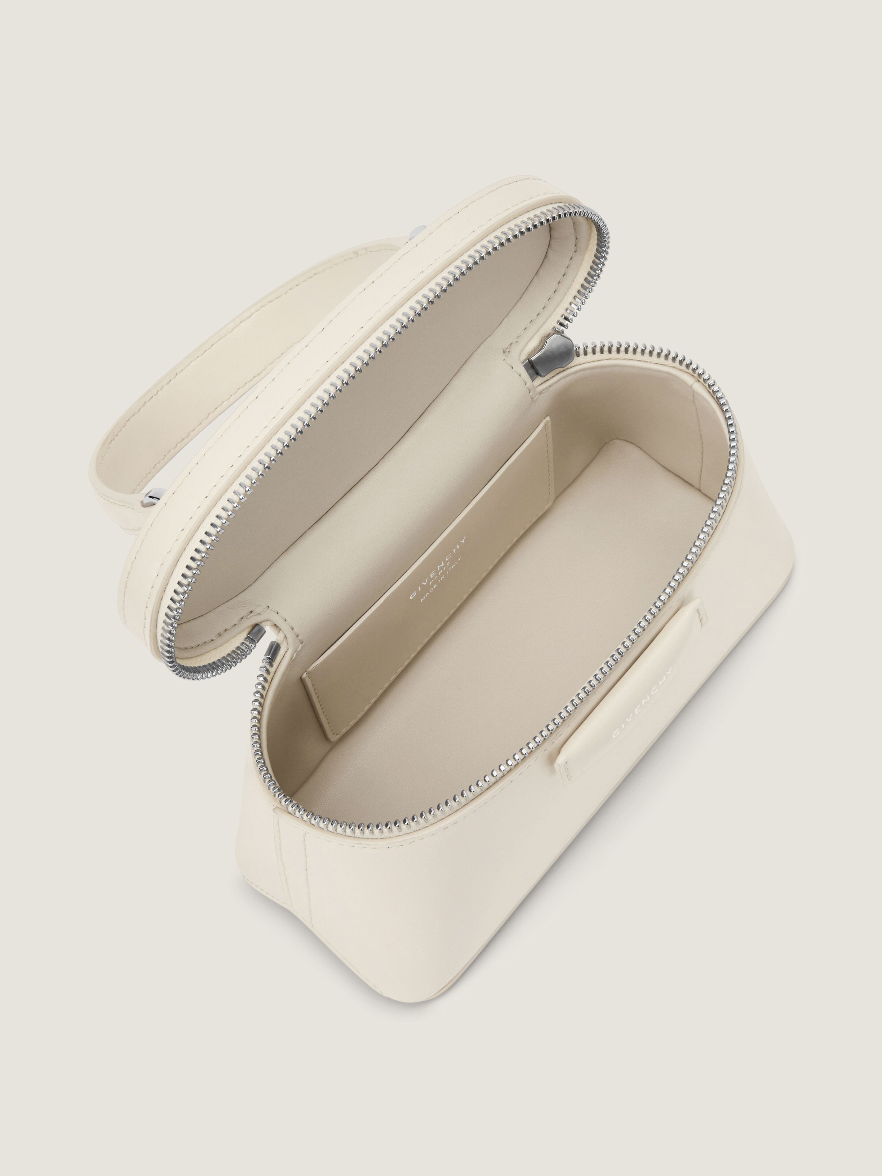 Antigona vanity bag in Box leather with chain in - cream