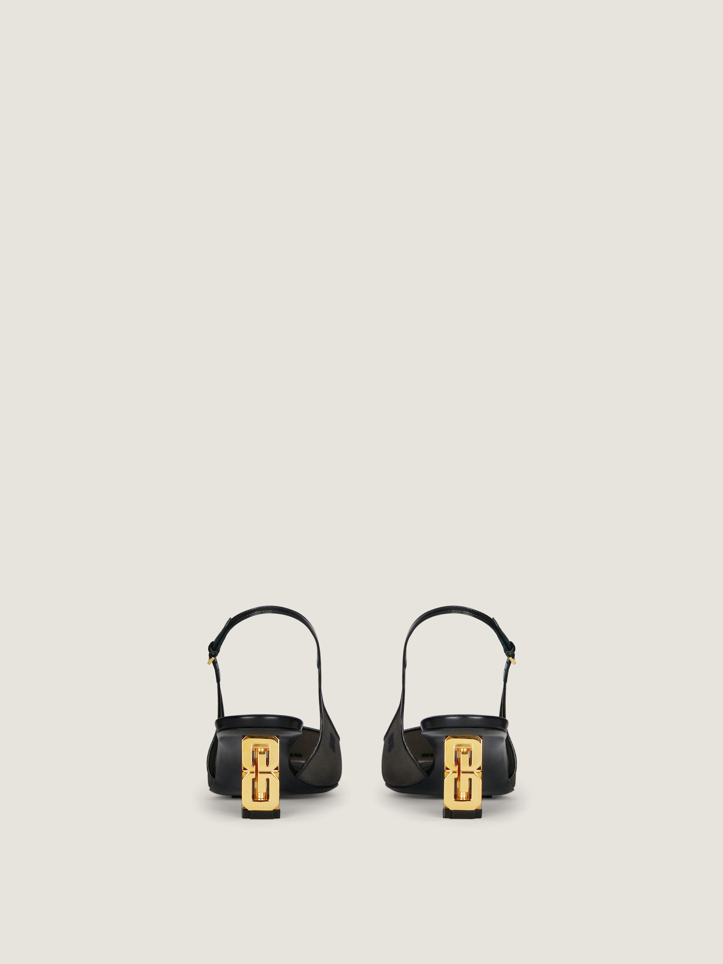 サンダル・ミュール GIVENCHY Givenchy Beauw 95mm Slingback (BE403QE29Y 005) Givenchy Beauw 95mm Slingback BE403QE29Y-005 BLACK GOLDEN