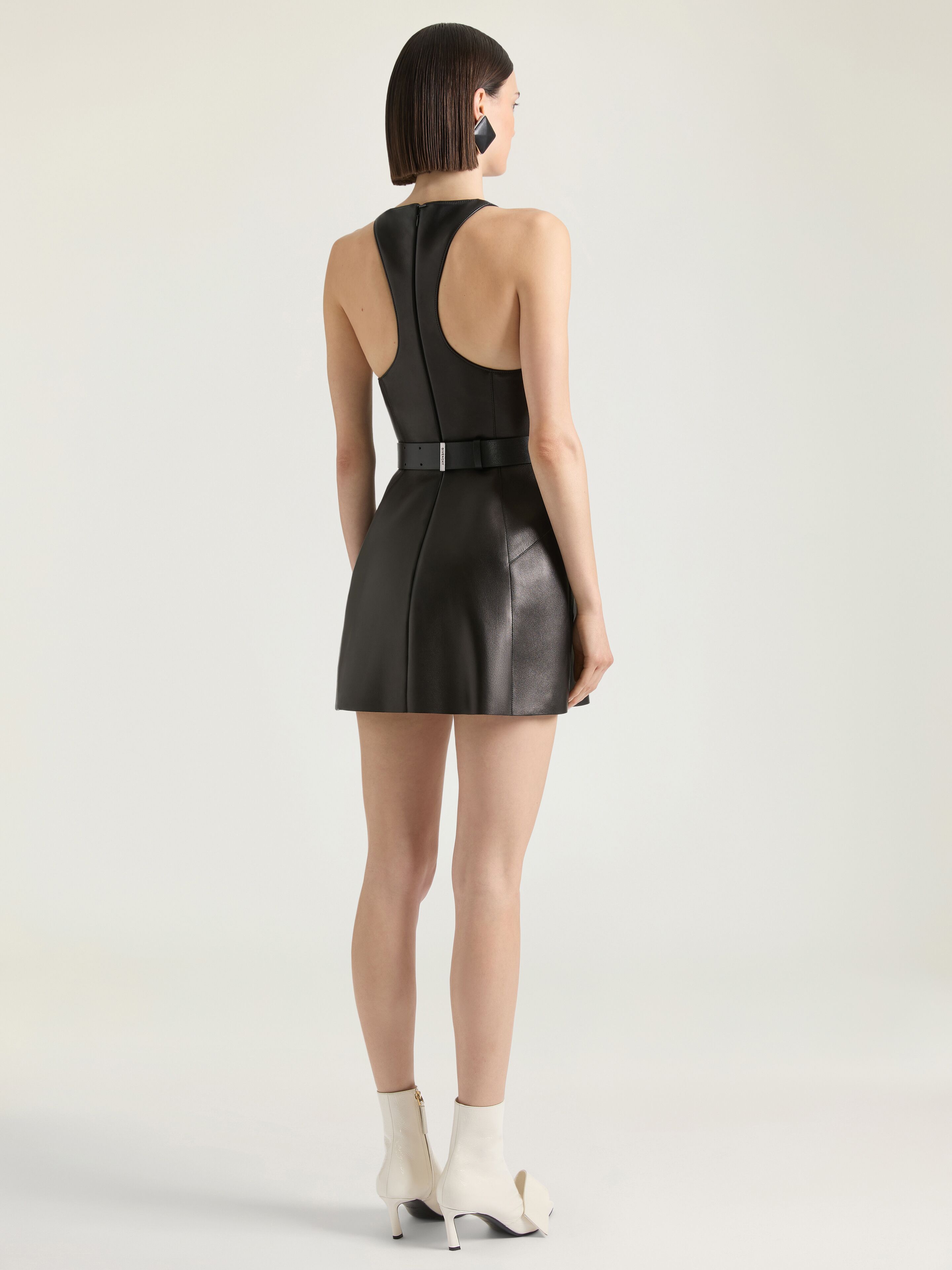 Mini dress in leather | Givenchy GB | Givenchy