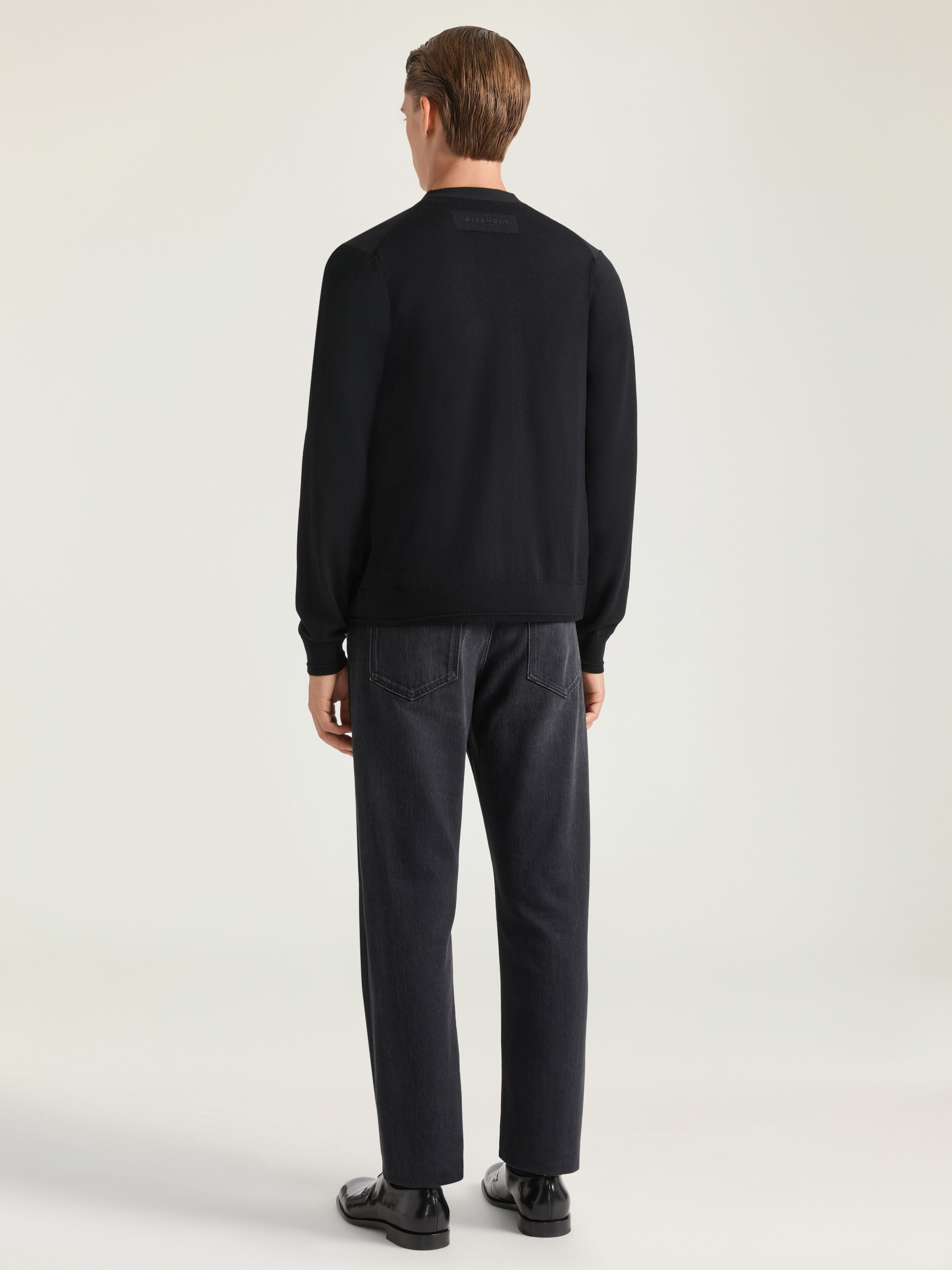 Cardigan in cotton knit with Givenchy Paris jacquard in - black