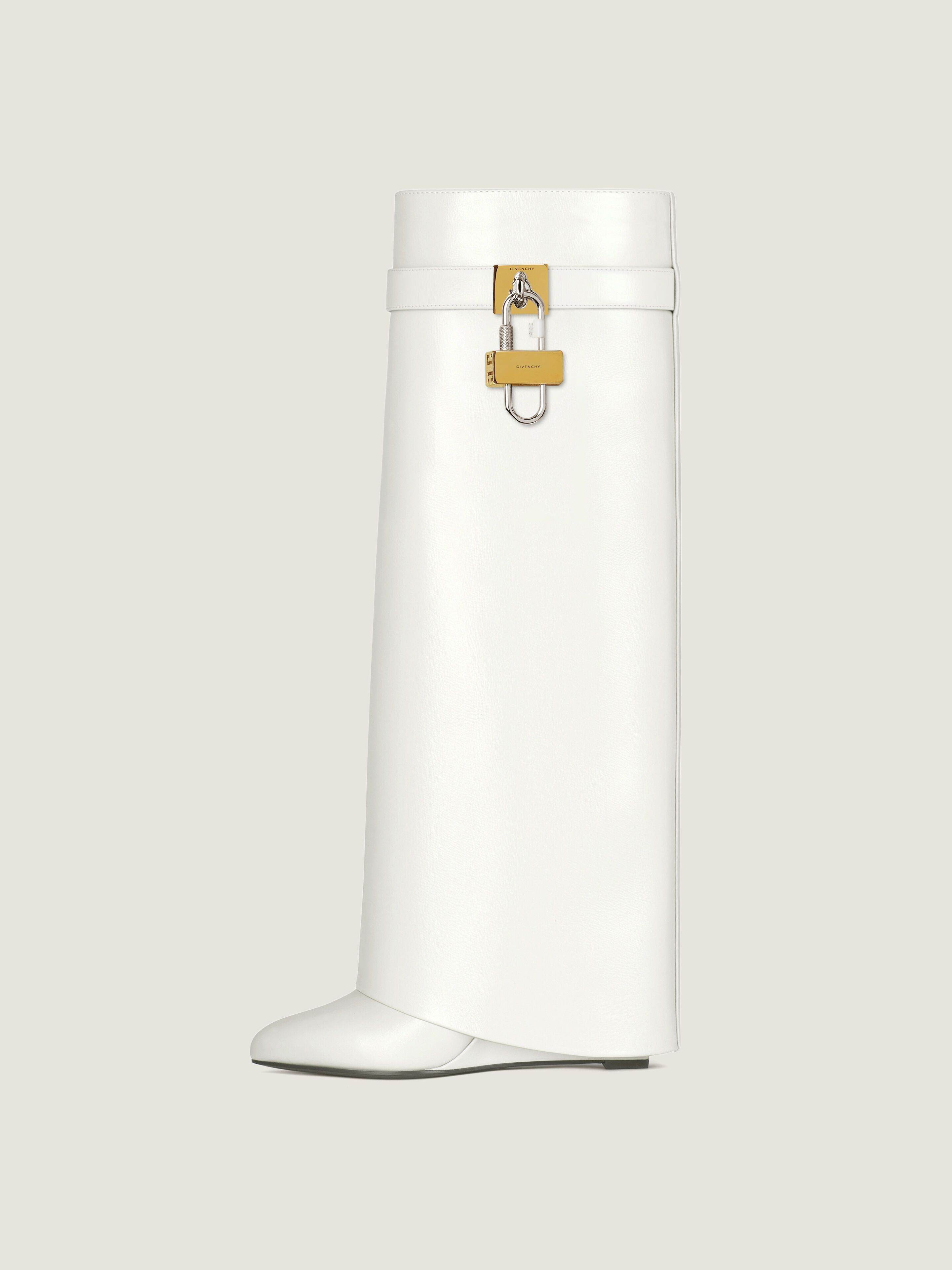 Shark Lock boots in leather in - ivory | Givenchy US